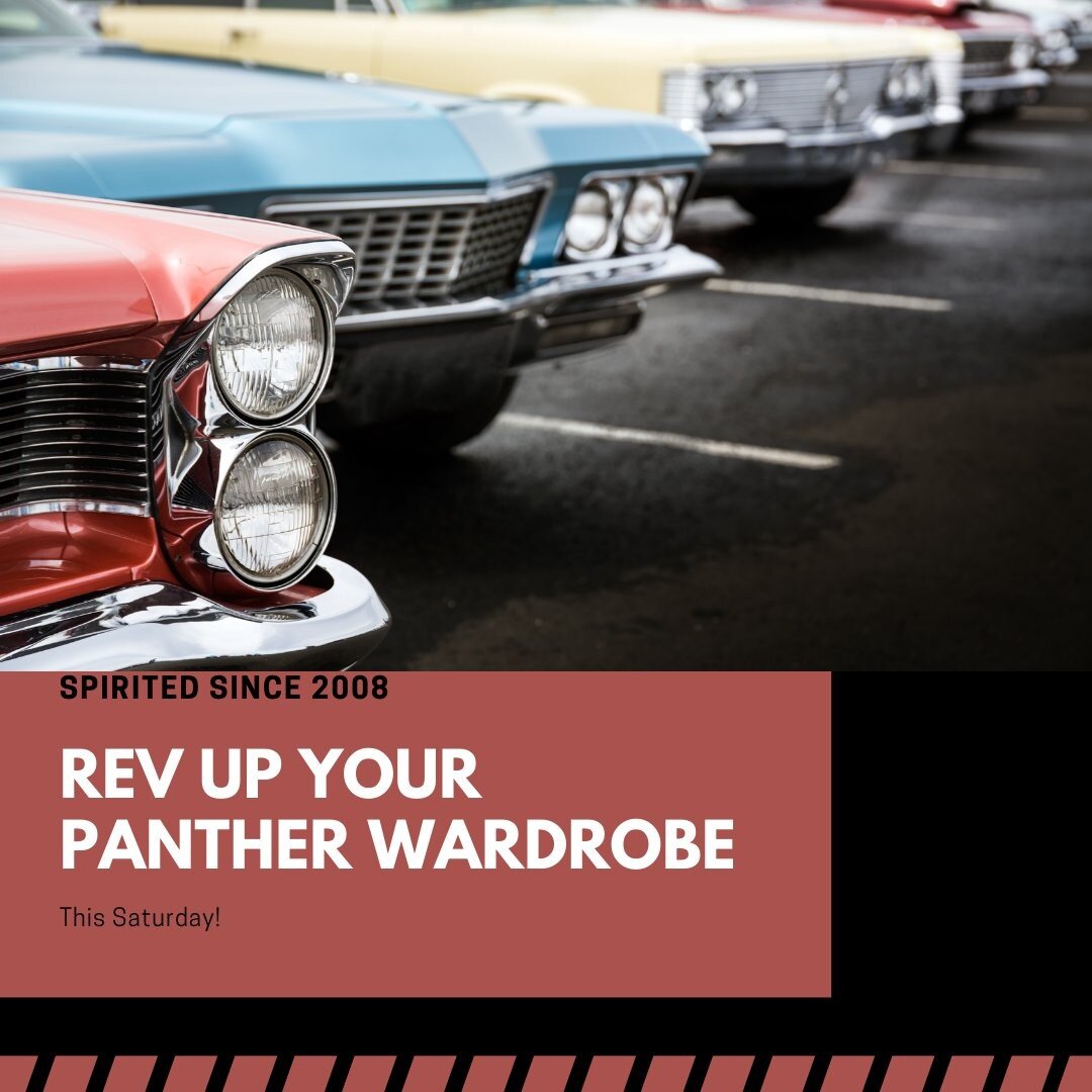 Don't forget to REV up your Panther wardrobe TODAY! We'll be open from 10-2 during the Bryson's Annual Car Show at the MAC.

#spiritedbydesign #carshow2022 #brysonscarshow #shopsmall #saturdayshopping #morrowohio #atthemac #morrwartscenter #greenandg
