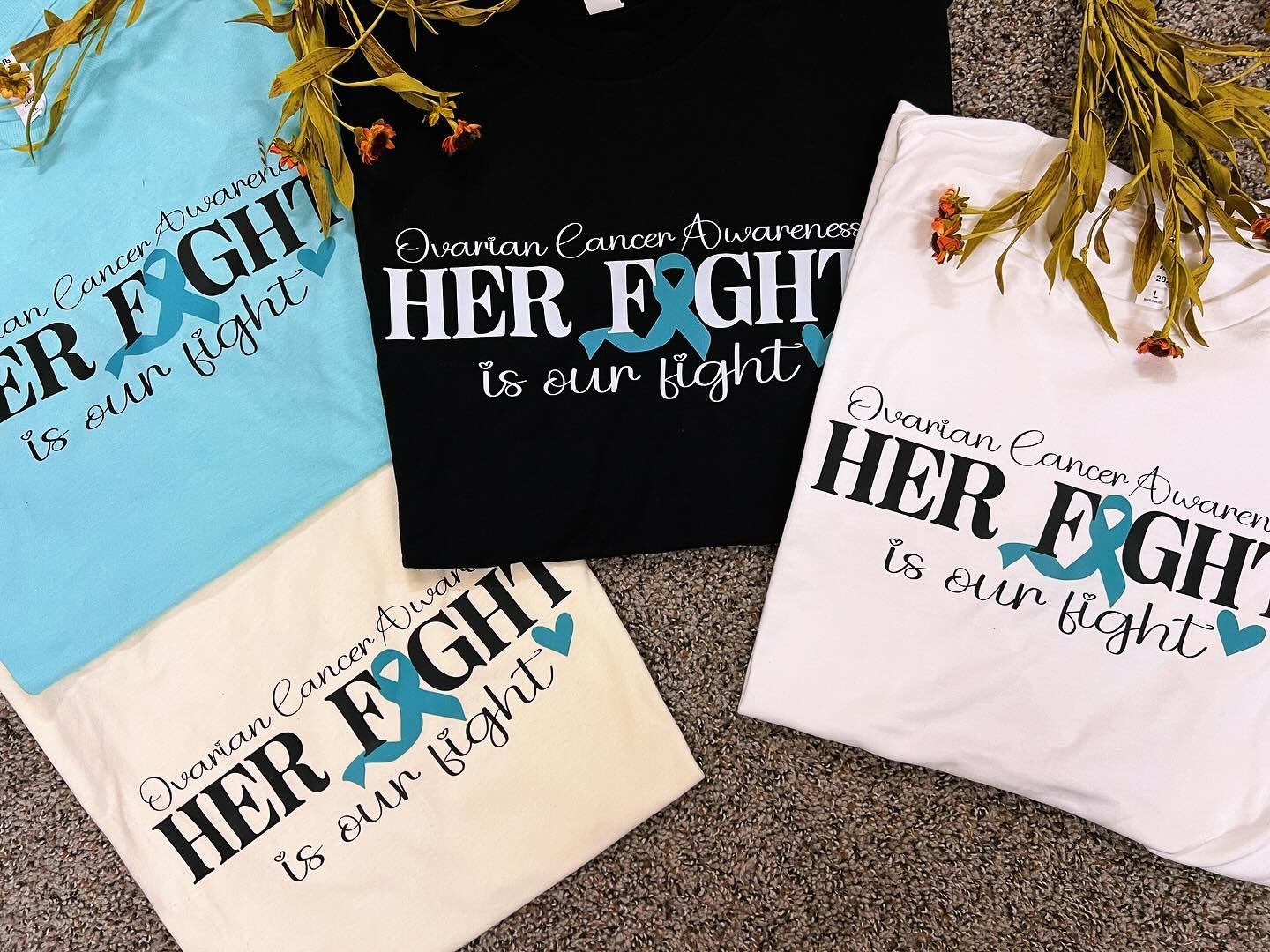 Team Jo tee shirts are ready for pick up!!!! These cute tees are available to order online and in store!! Your purchase of a tee shirt will support our sweet friend through this difficult challenge and also raise money for ovarian cancer awareness an