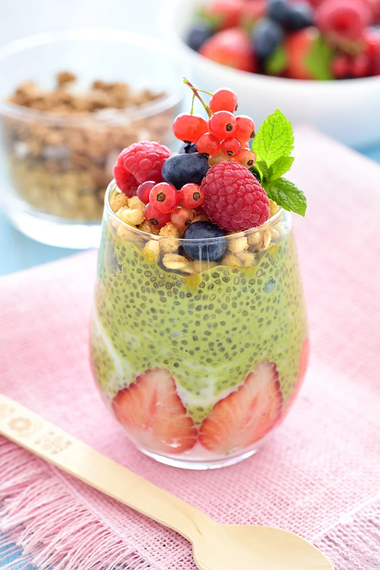 Matcha Soymilk Chia Pudding 