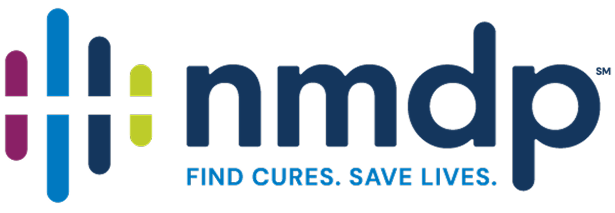 Logo for NMDP with the tagline "Find Cures. Save Lives."