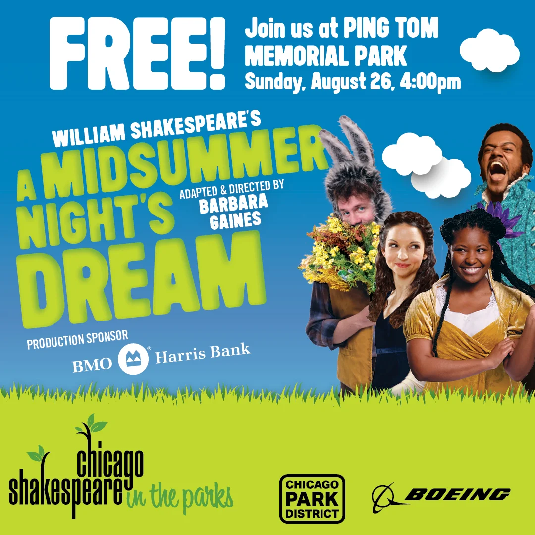 Shakespeare in the Park's A MidSummer Night's Dream in field next to Leonard Louie Field House