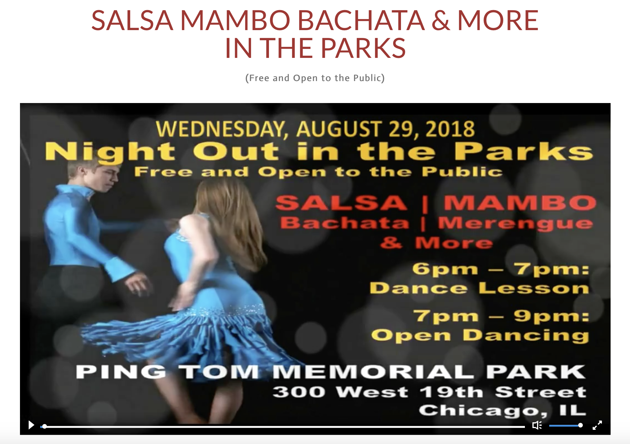 Salsa Mambo Bachata & More at the Ping Tom Park (300 W 19th Street)