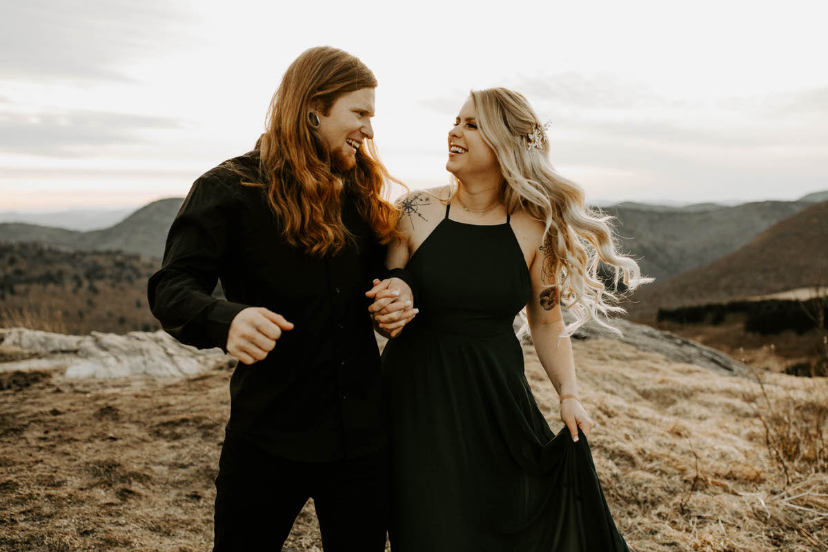 north carolina engagement photographer elopement couple adventure shelby robinson black balsam bald blue ridge parkway thistle wood photo