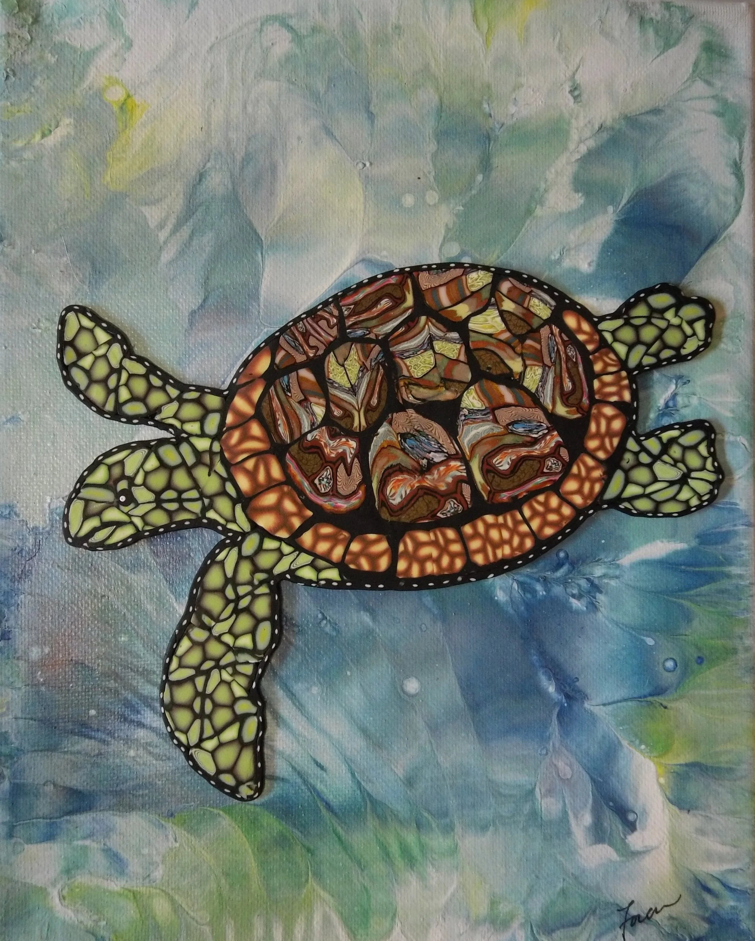 Sea Turtle - mixed media
