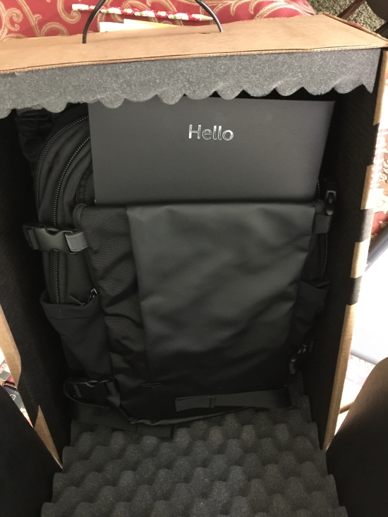 The Dell Executive Backpack containg the goodies