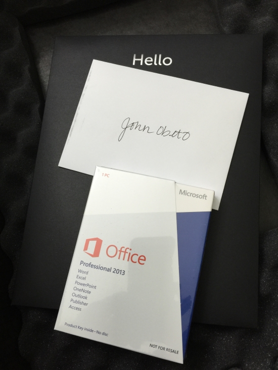 A handwritten note & Office 2013 Product Key