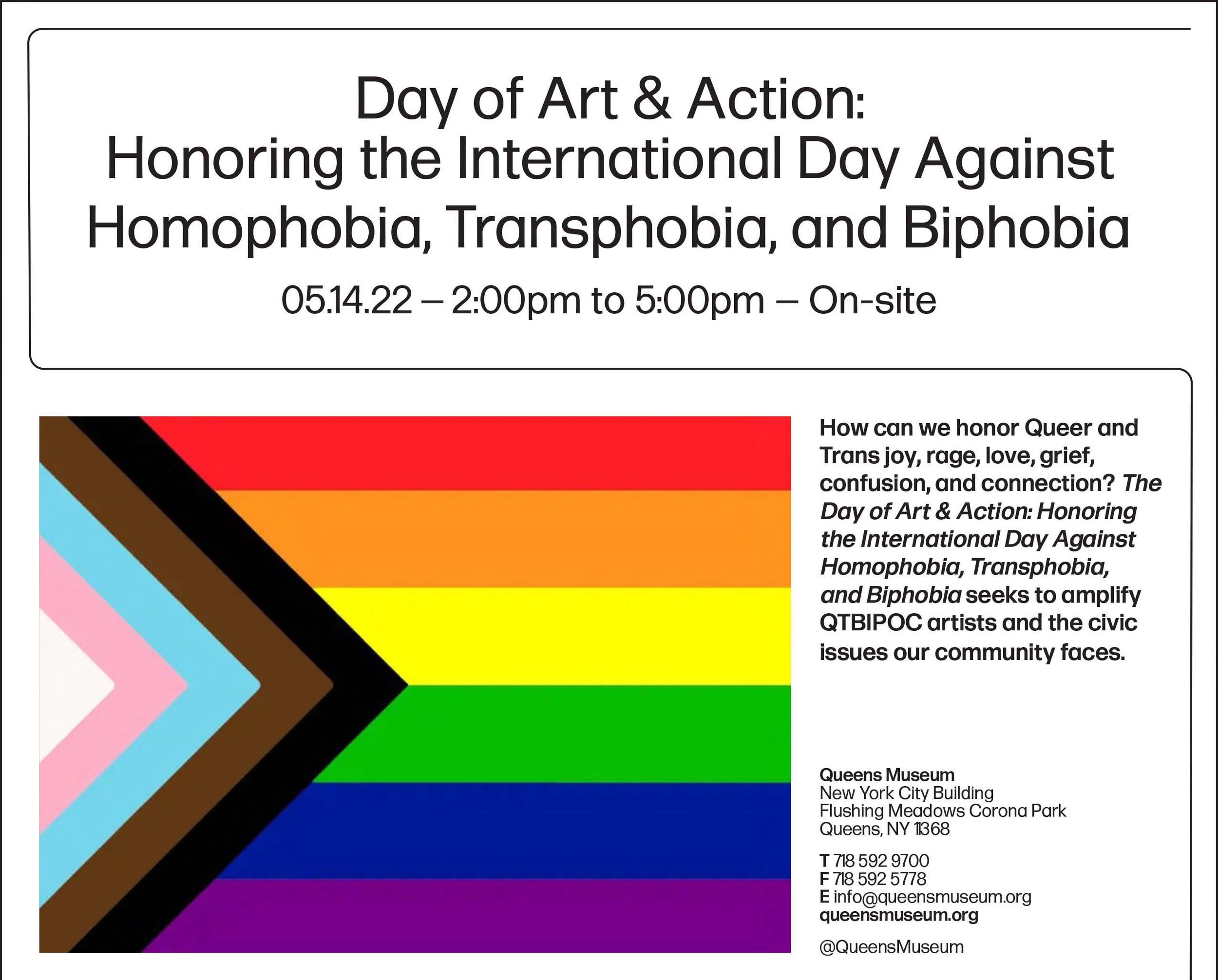 Day of Art &amp; Action: Honoring the International Day Against Homophobia, Transphobia, and Biphobia