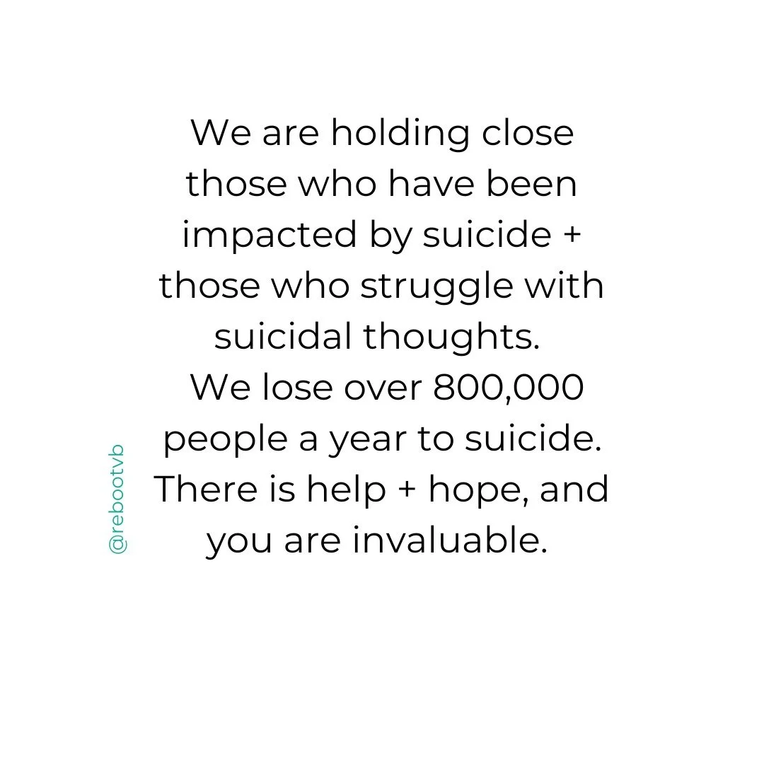 September is Suicide Prevention Awareness Month.💙

We are holding close those who have been impacted by suicide + those who struggle with suicidal thoughts. 
 
⏩We lose over 800,000 people a year to suicide. There is help + hope, and you are invalua