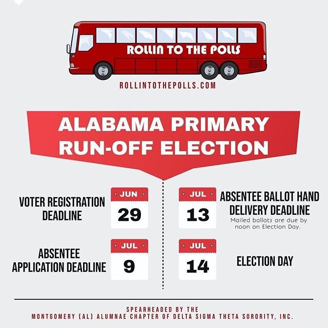 Here are some important dates to remember leading up to our next election. 
If you need to register to vote, check your status, or find information on how to vote by mail, text VOTE334 to 31996. #yourvotematters #vote334 #vote #Alabama #montgomeryala
