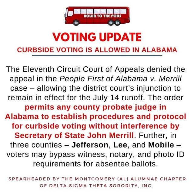 Here's some good news from the Eleventh Circuit Court of Appeals! #Vote334 #alabama #Vote #votingmatters