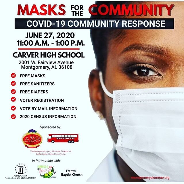 HAPPENING TODAY: FREE mask, sanitizer, and diaper distribution today at Carver High School!

Resources will also be available regarding absentee voting, how to register to vote, completing your Census, and restoring your right to vote.