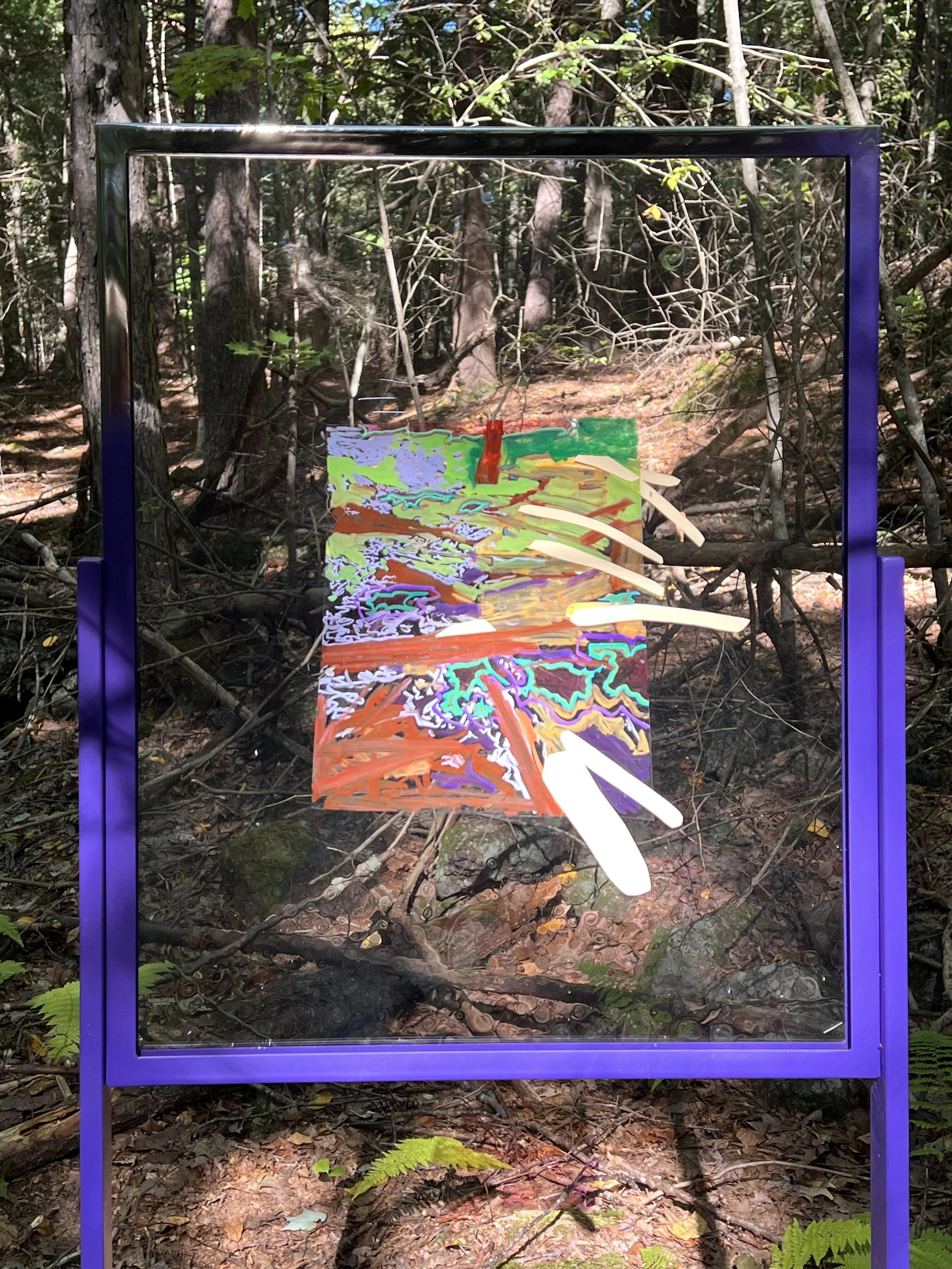  “Zebra Trees and Boundary Lines: Hope Springs Imaginal,” detail, installation at Smith College MacLeish Field Station, 2026 