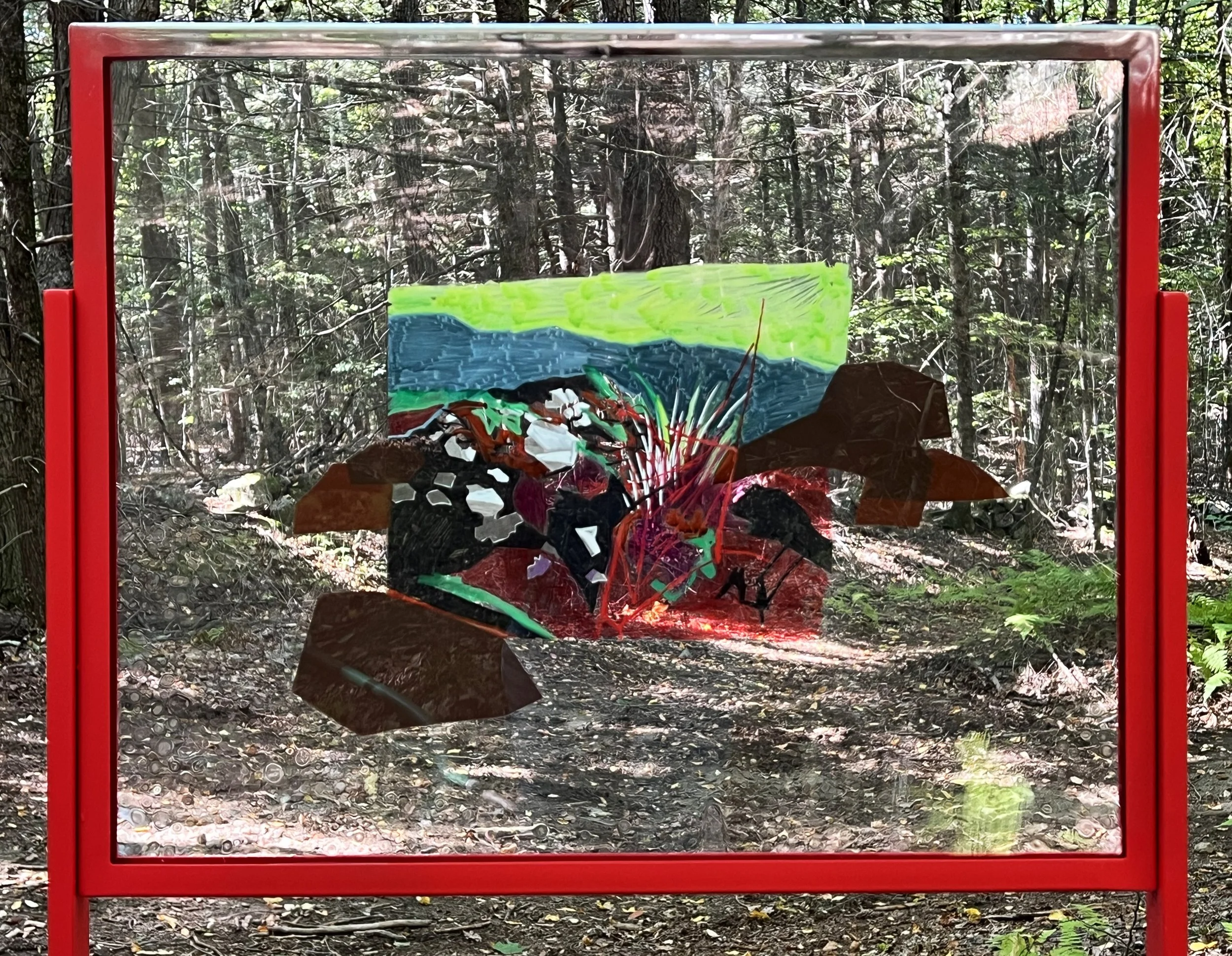 “Zebra Trees and Boundary Lines: Hope Springs Imaginal,” detail, installation at Smith College MacLeish Field Station, 2026 
