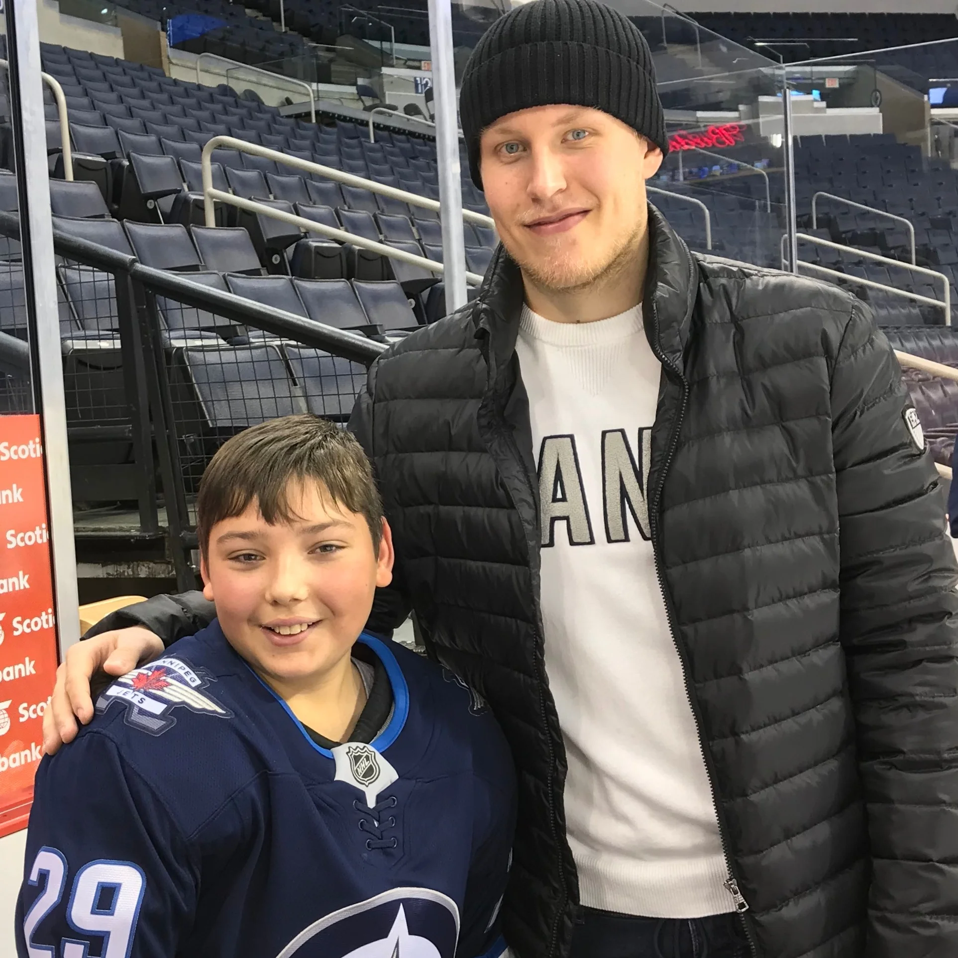 Pictured: Josh was a big part of making Dream Kid Eric’s dream of meeting his favourite player, Patrik Laine, come true.