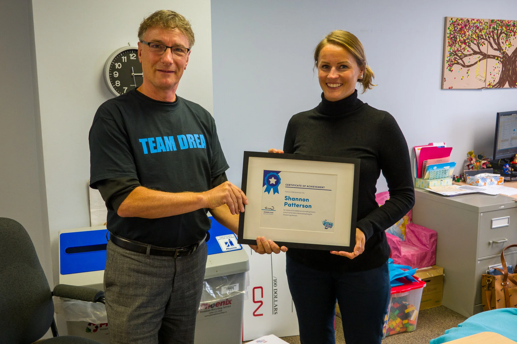 Pictured: : Shannon with Dream Factory Executive Director Howard . We’re so thrilled to recognize Shannon for 6 years of service!