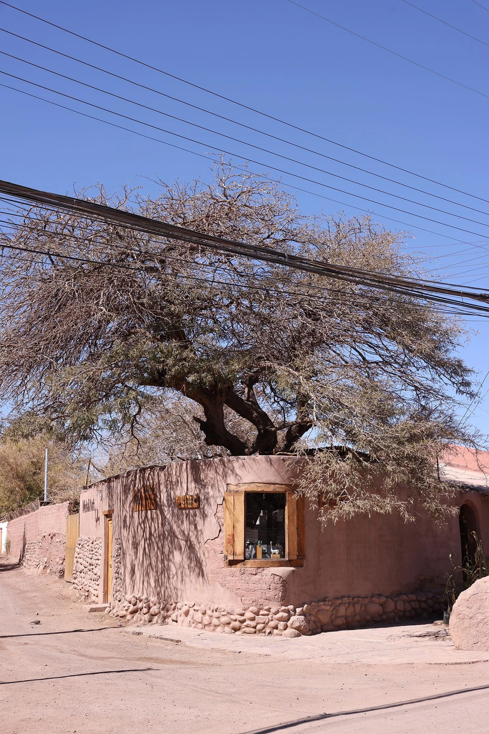  Låga hus av lera i San Pedro de Atacama, Chile 