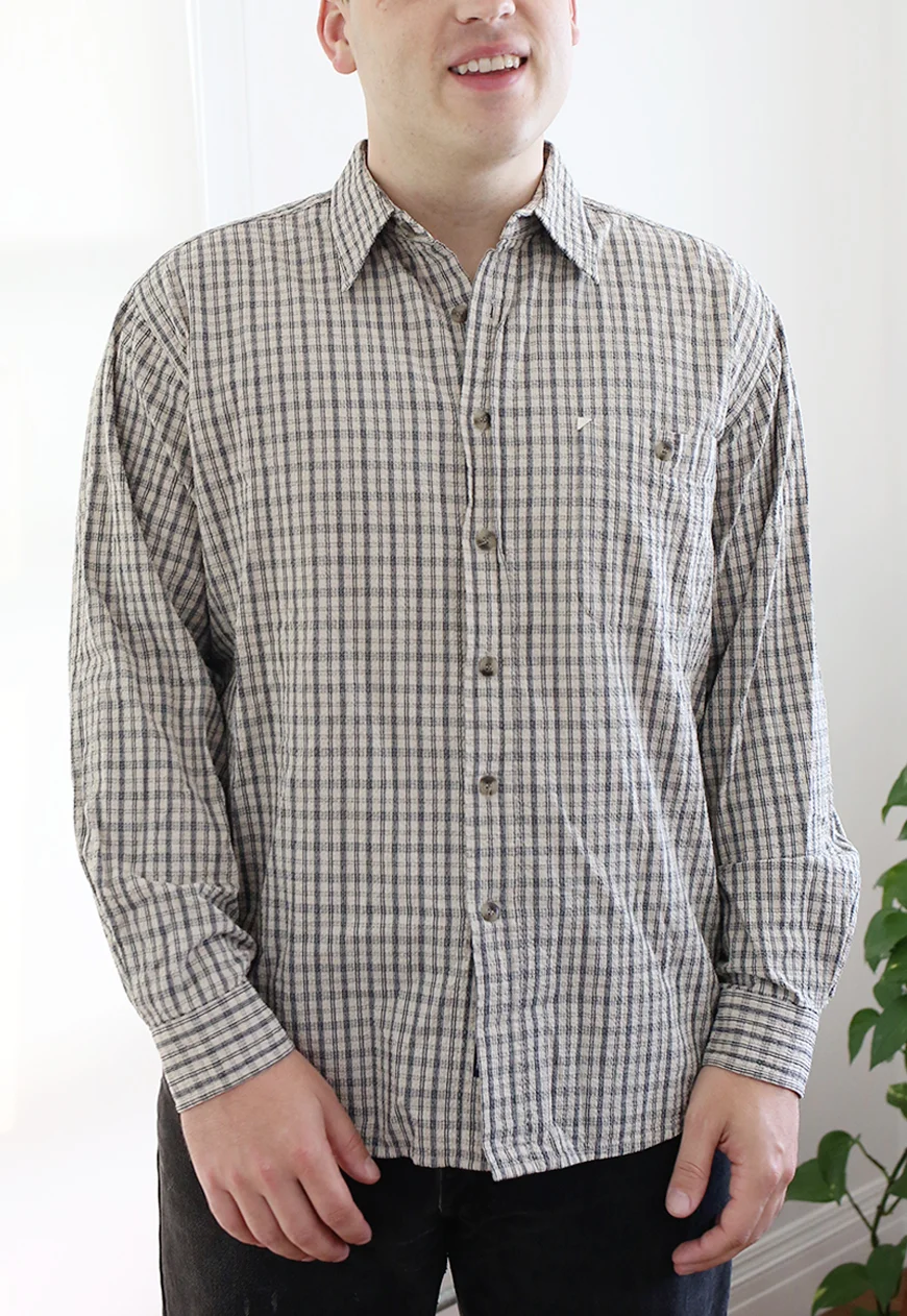 Vintage Seersucker Check Cotton Button Down.jpg
