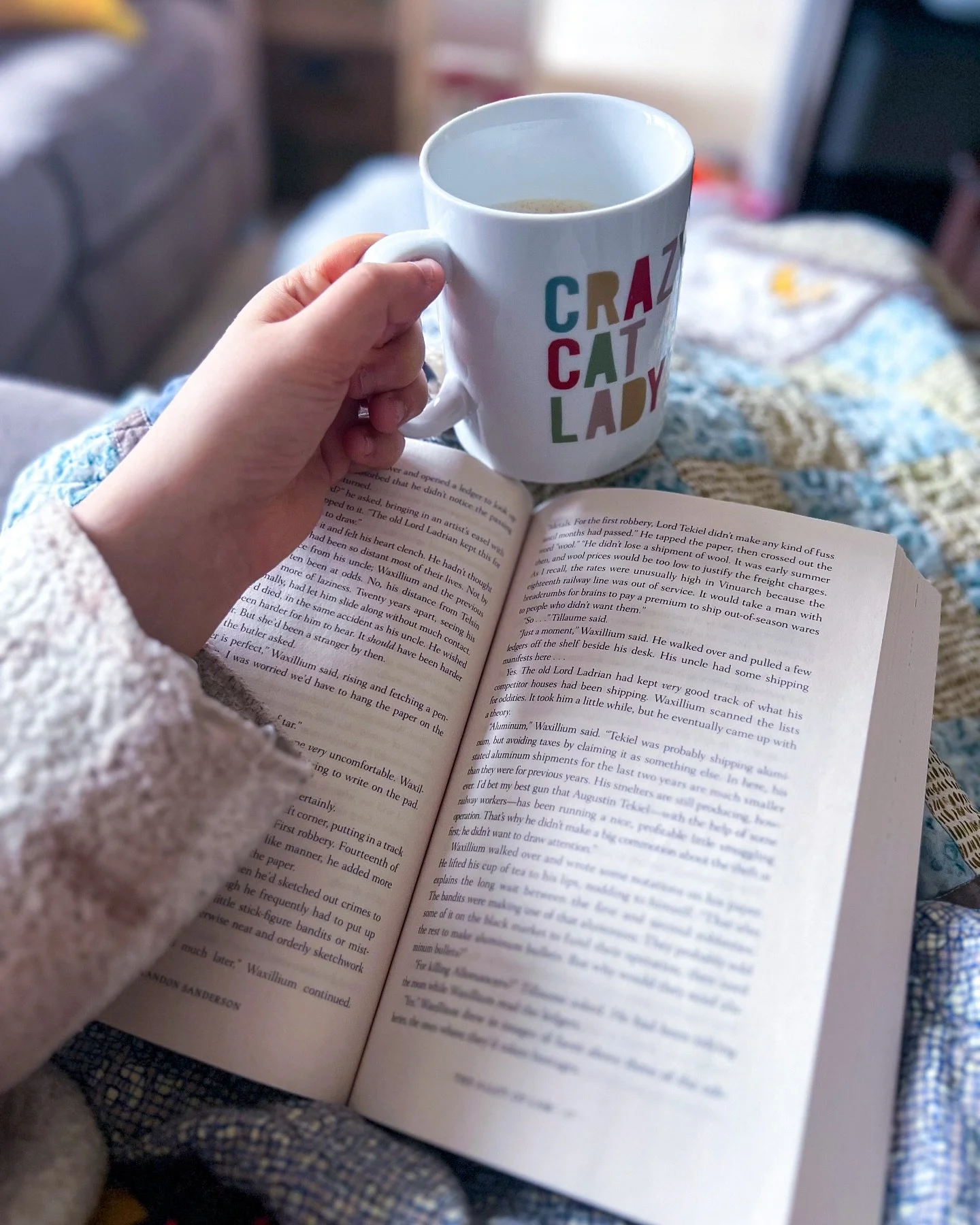 Cozy rainy Saturday vibes ☔️

💭 What are you reading this weekend? 

Kicking off my weekend by reading Alloy of Law from the second era of Brandon Sanderson&rsquo;s Mistborn! Knowing there was a massive genre shift has helped a ton with getting into