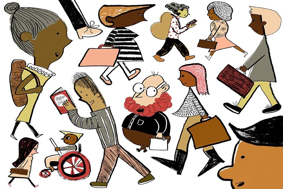 The Diversity Dashboard illustration, by Jose-Luis Olivares/MIT News, shows a group of unique people.