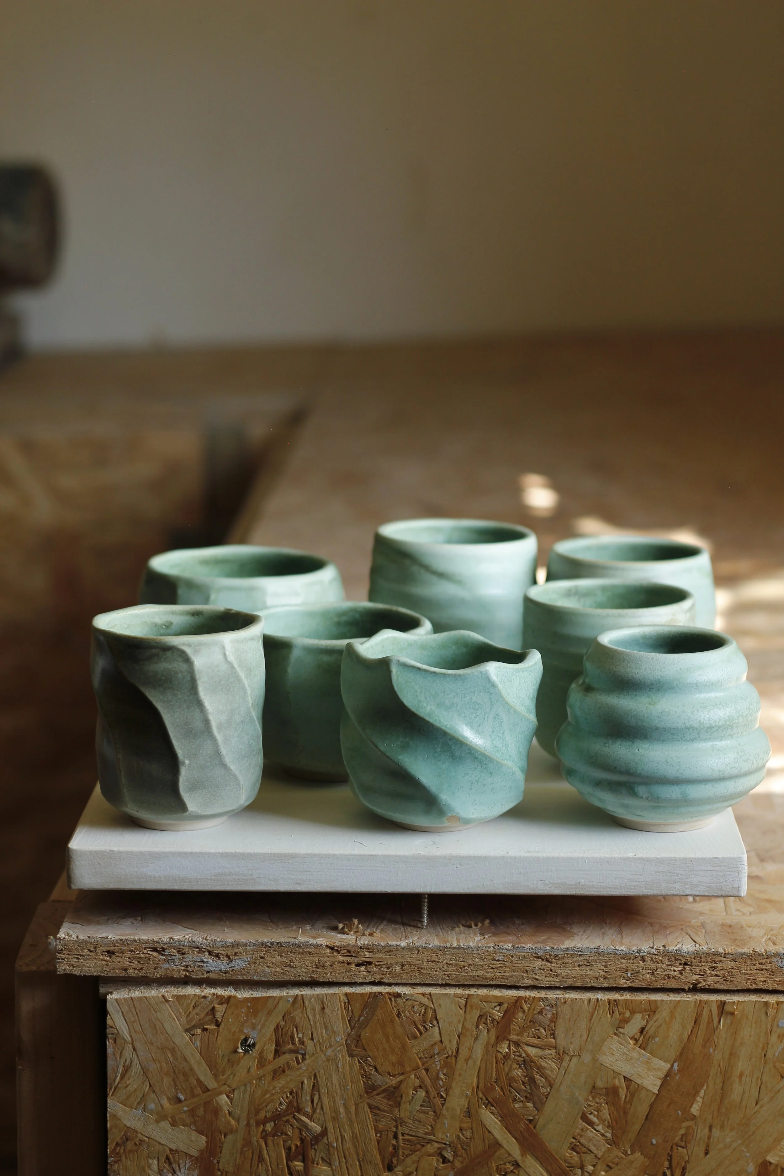 Yunomi cups in Studio Mint