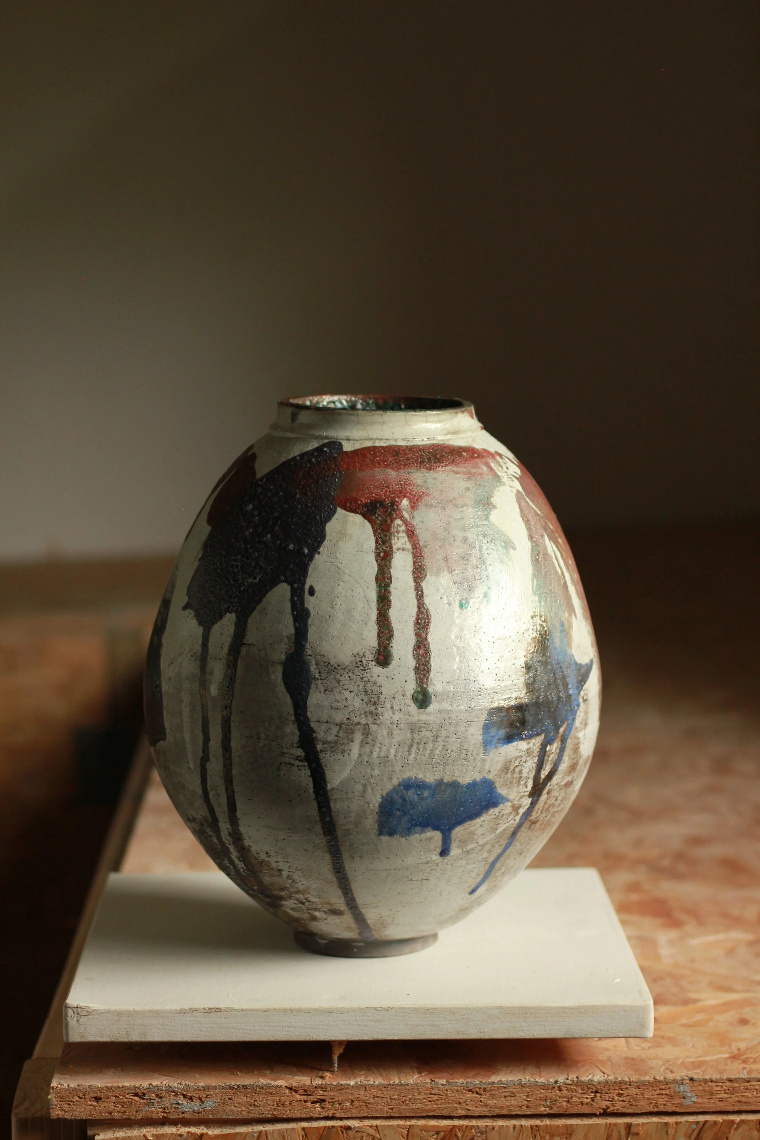 Raku moon vase  #5