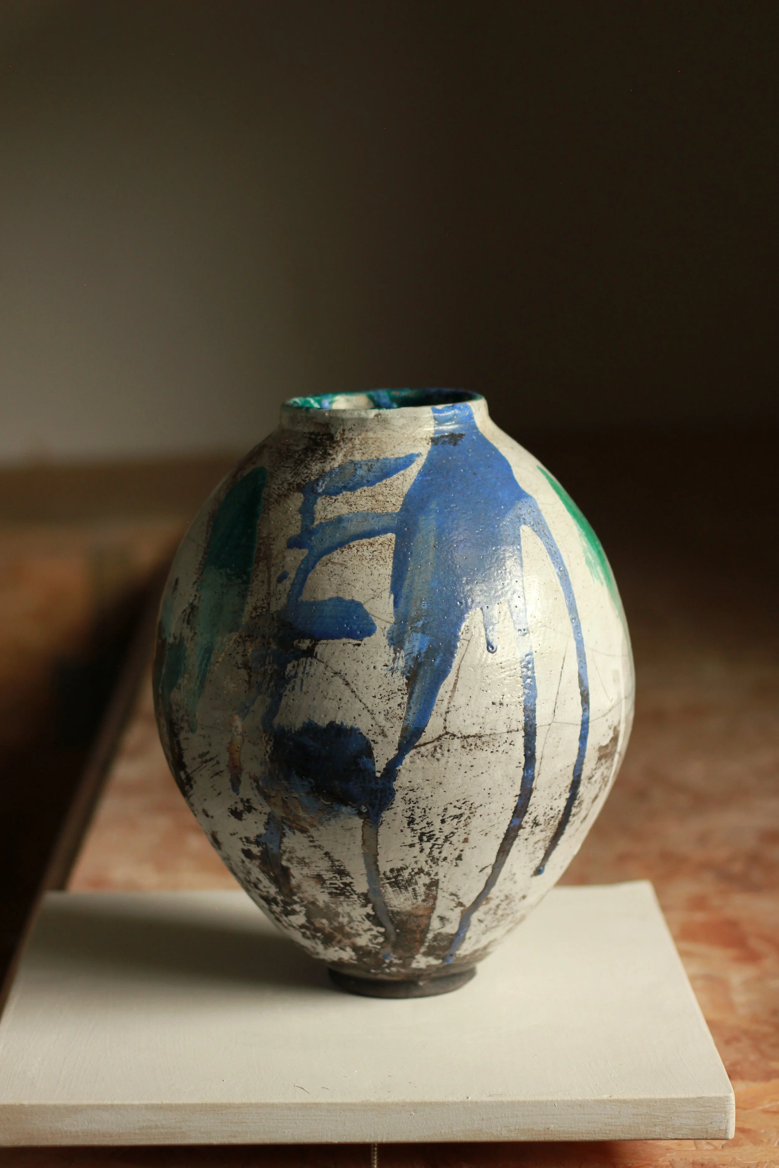 Raku moon vase  #4