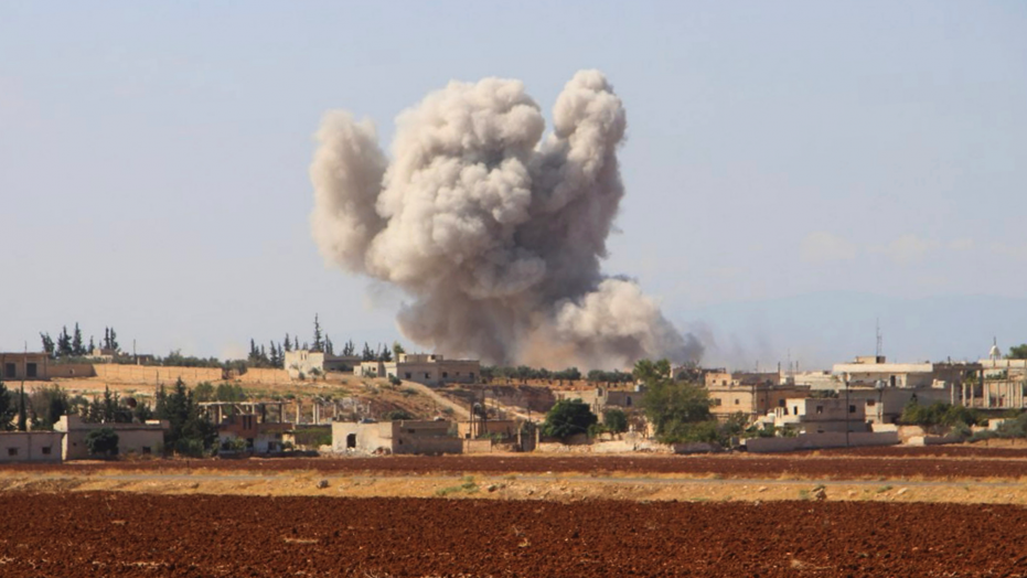 Smoke rising from a Syrian airstrike near Idlib, Syria, Sept. 10, 2018, photo by the Syrian Civil Defense group known as White Helmets, via Fox News.