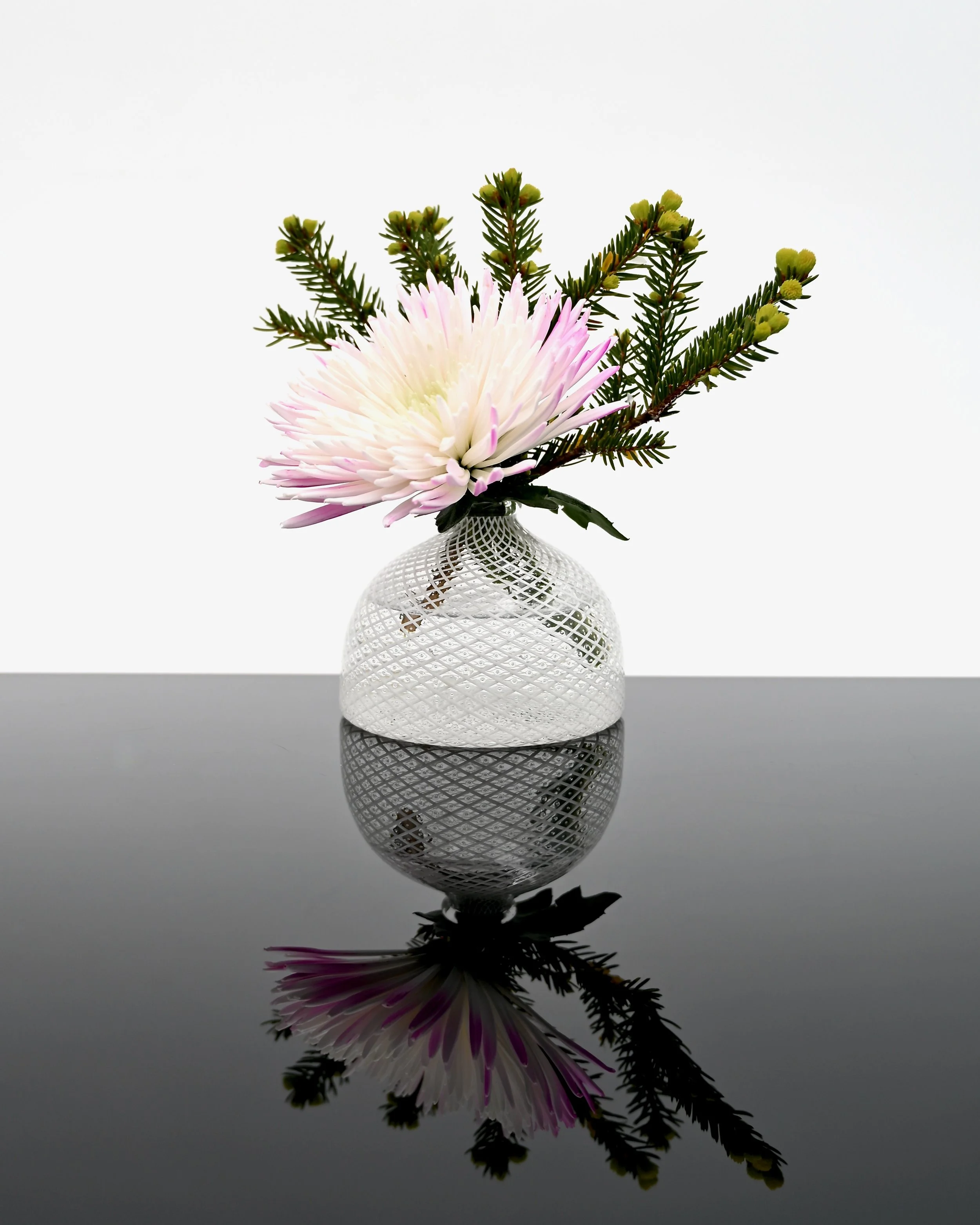 Small White Reticello Vase