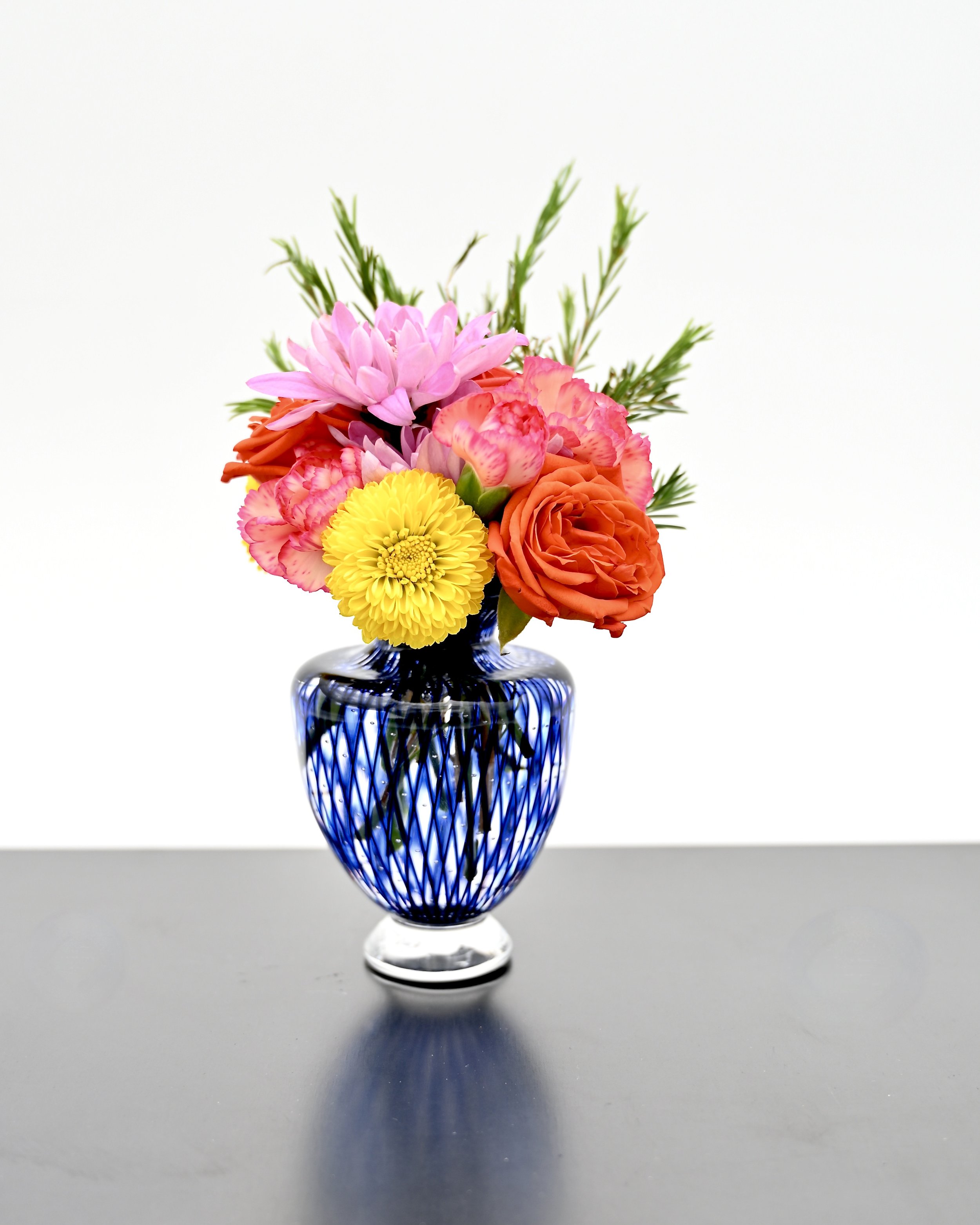 Blue Miniature Reticello Bud Vase