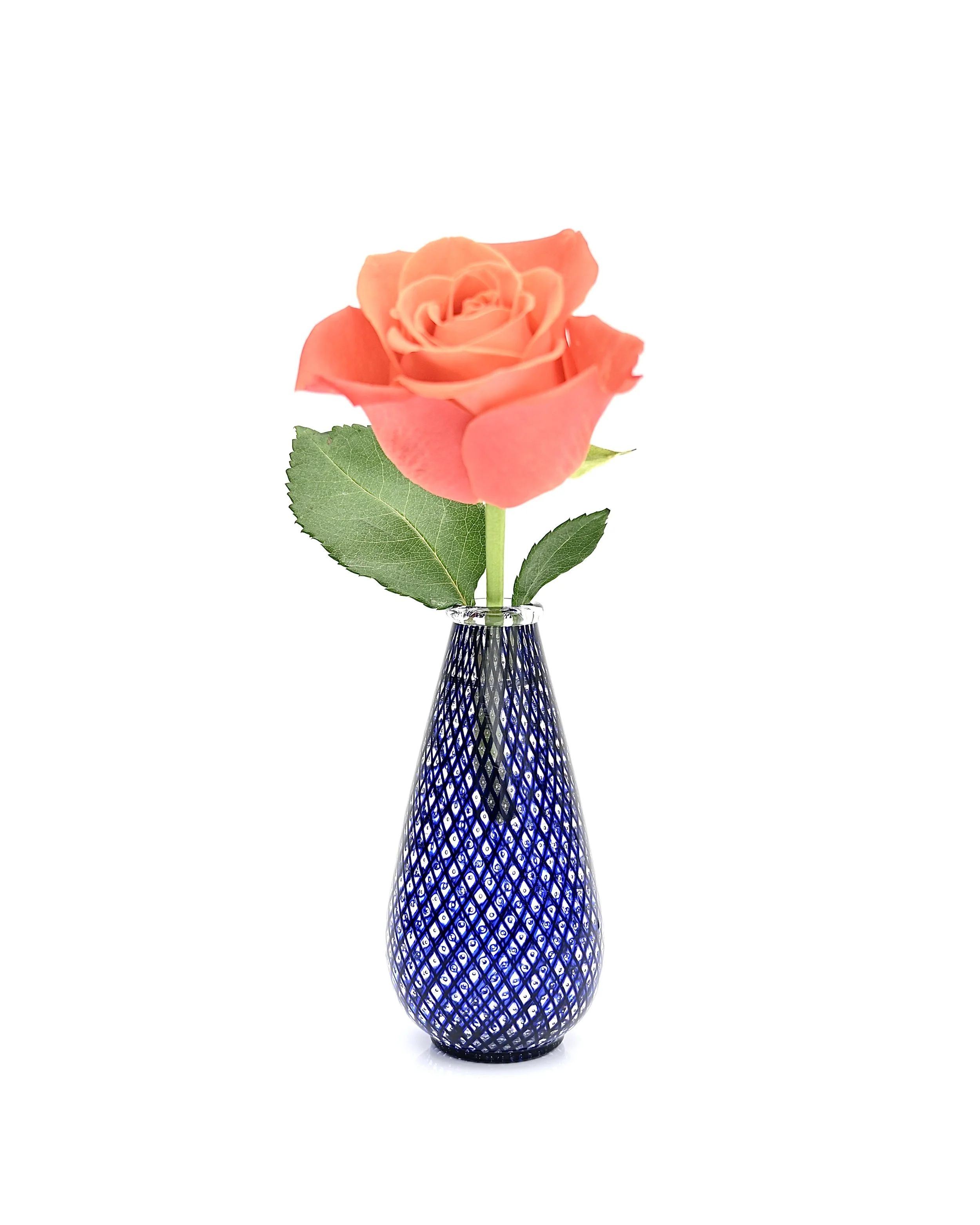 Blue Miniature Reticello Bud Vase
