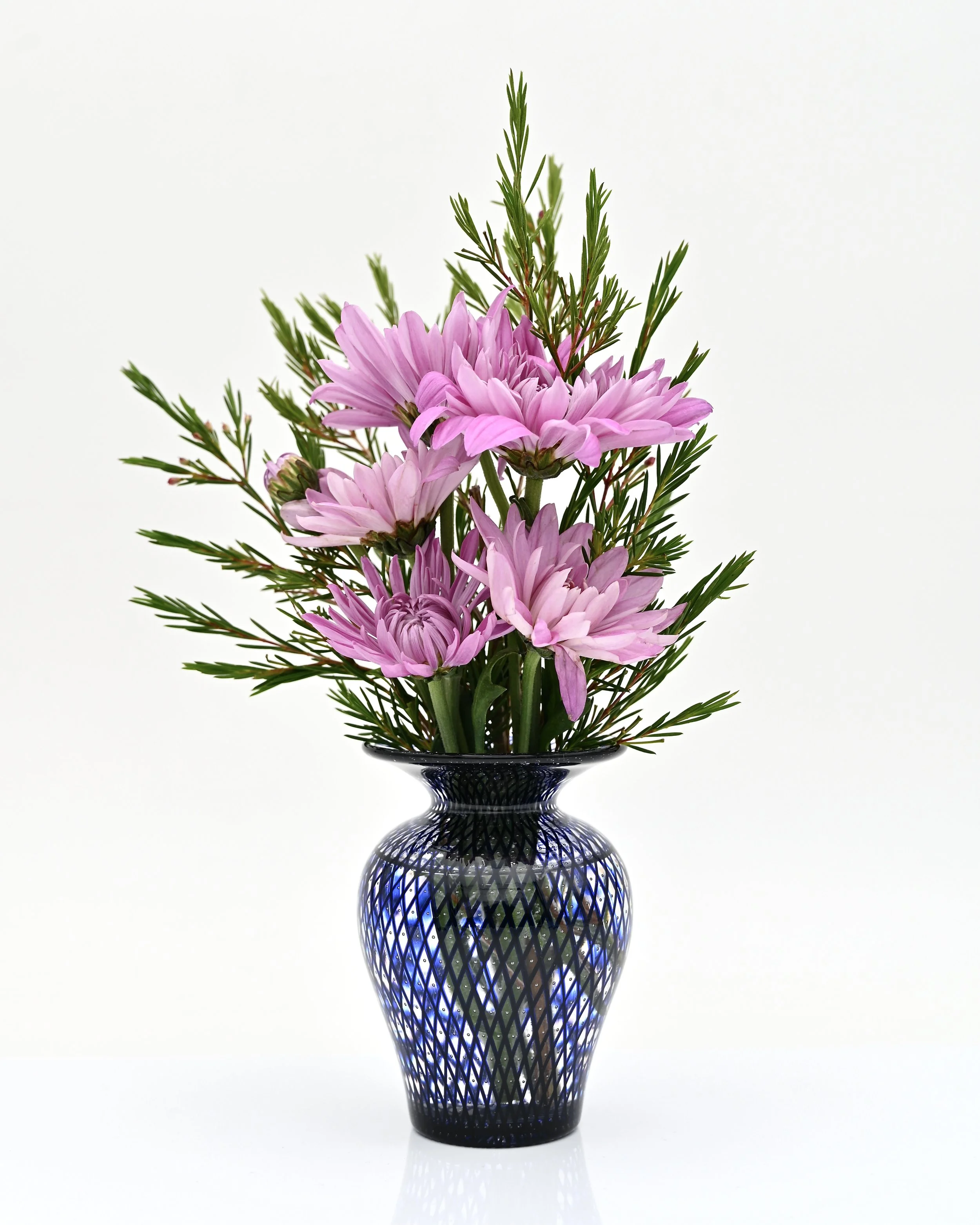 Blue Reticello Bud Vase