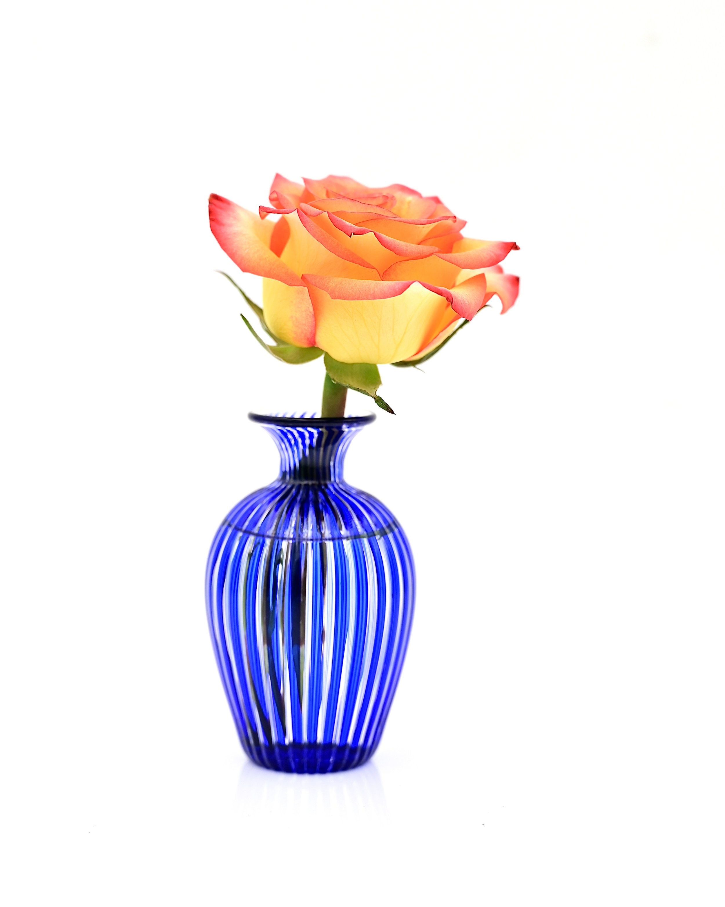 Blue Striped Bud Vase