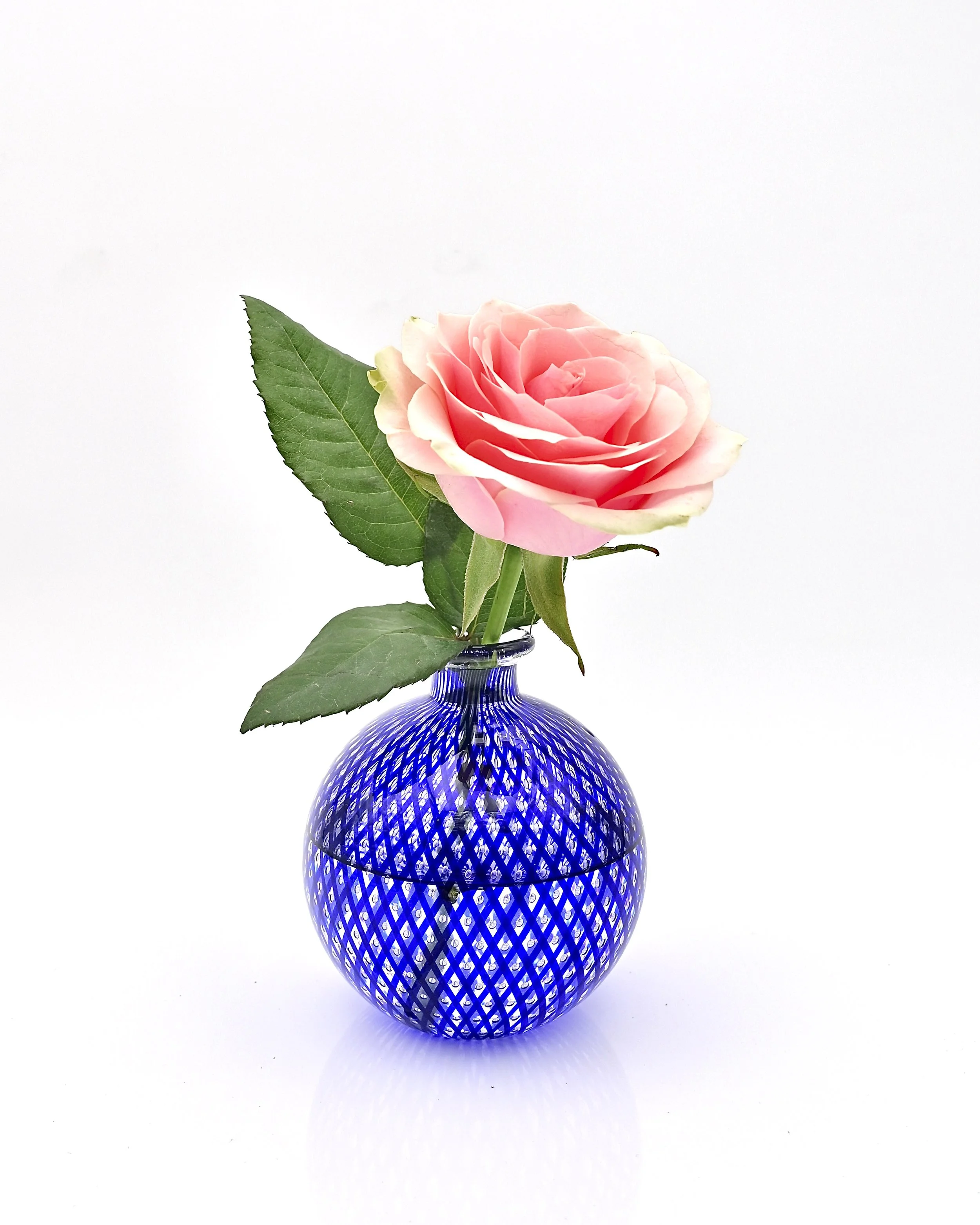 Blue Reticello Bud Vase - 9A