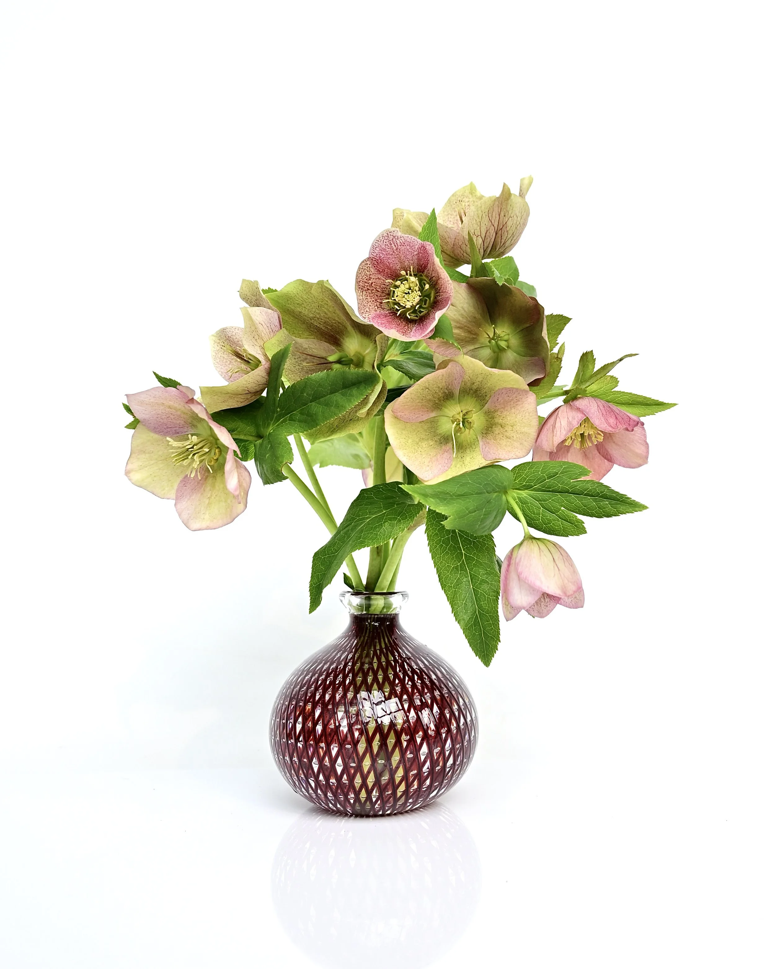 Dark Red Reticello Bud Vase - 2C