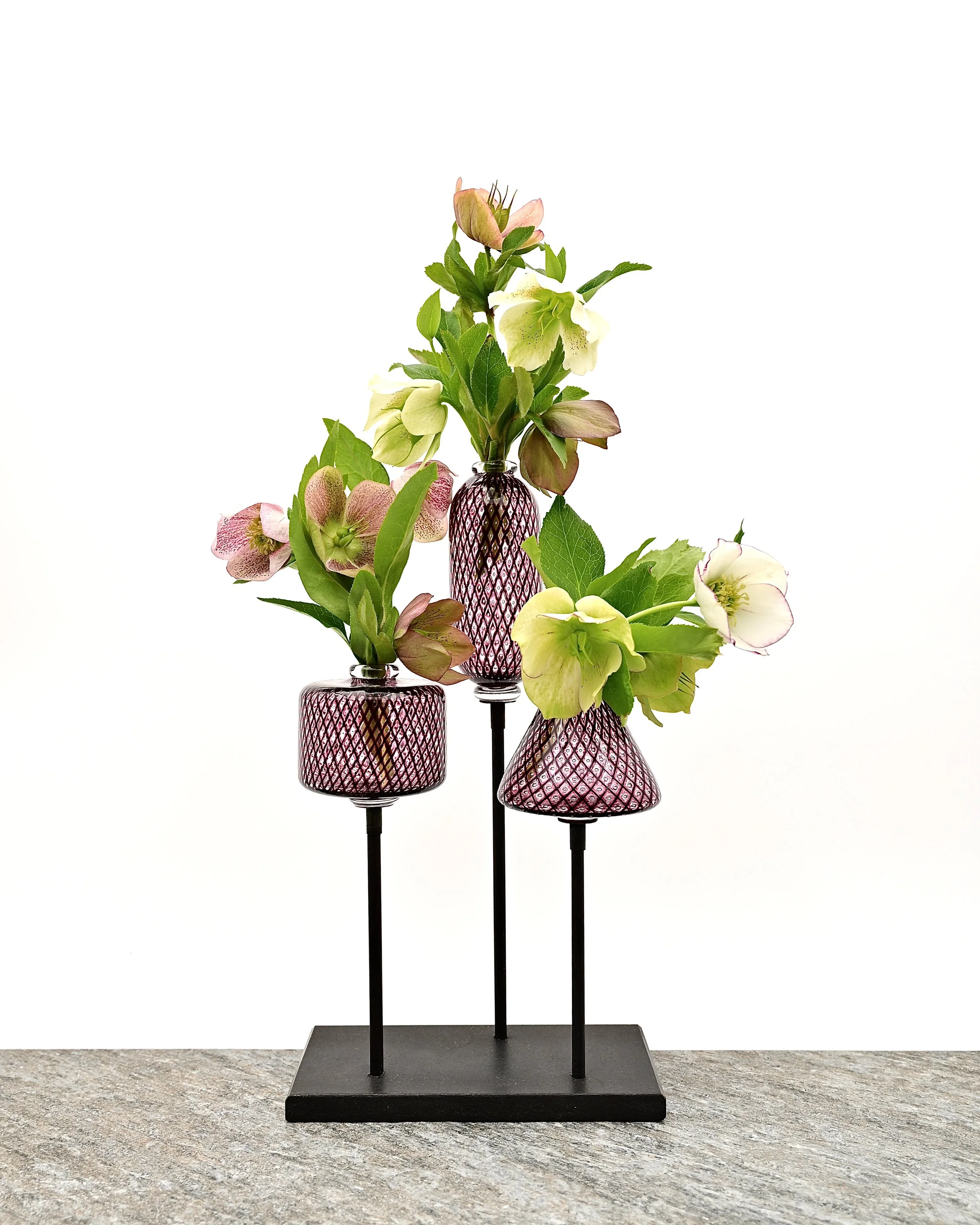 Pink Reticello Trio on Stand