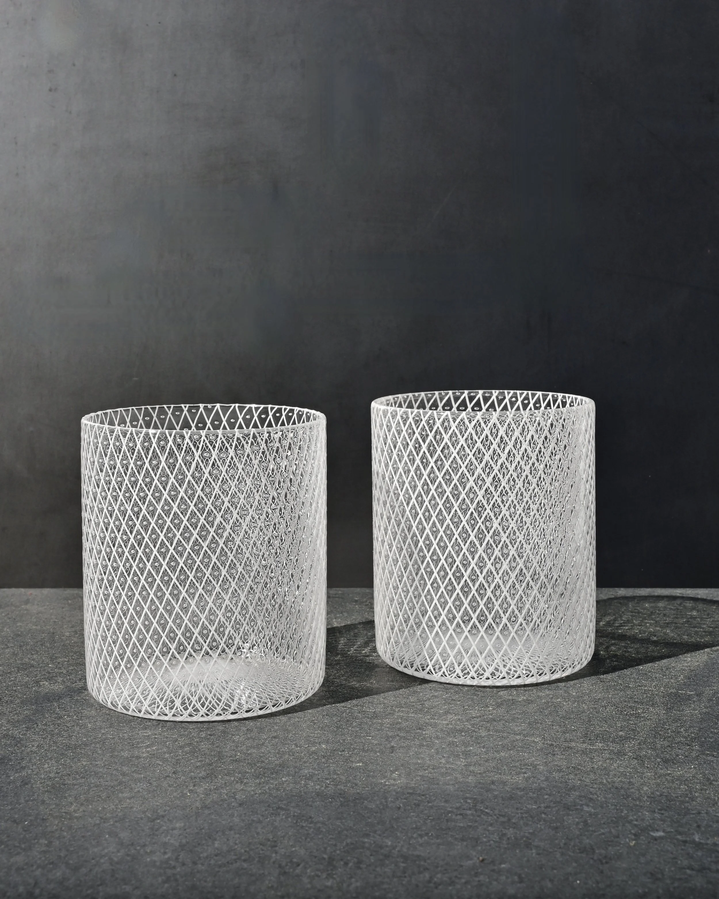 White Reticello Tumbler Pair