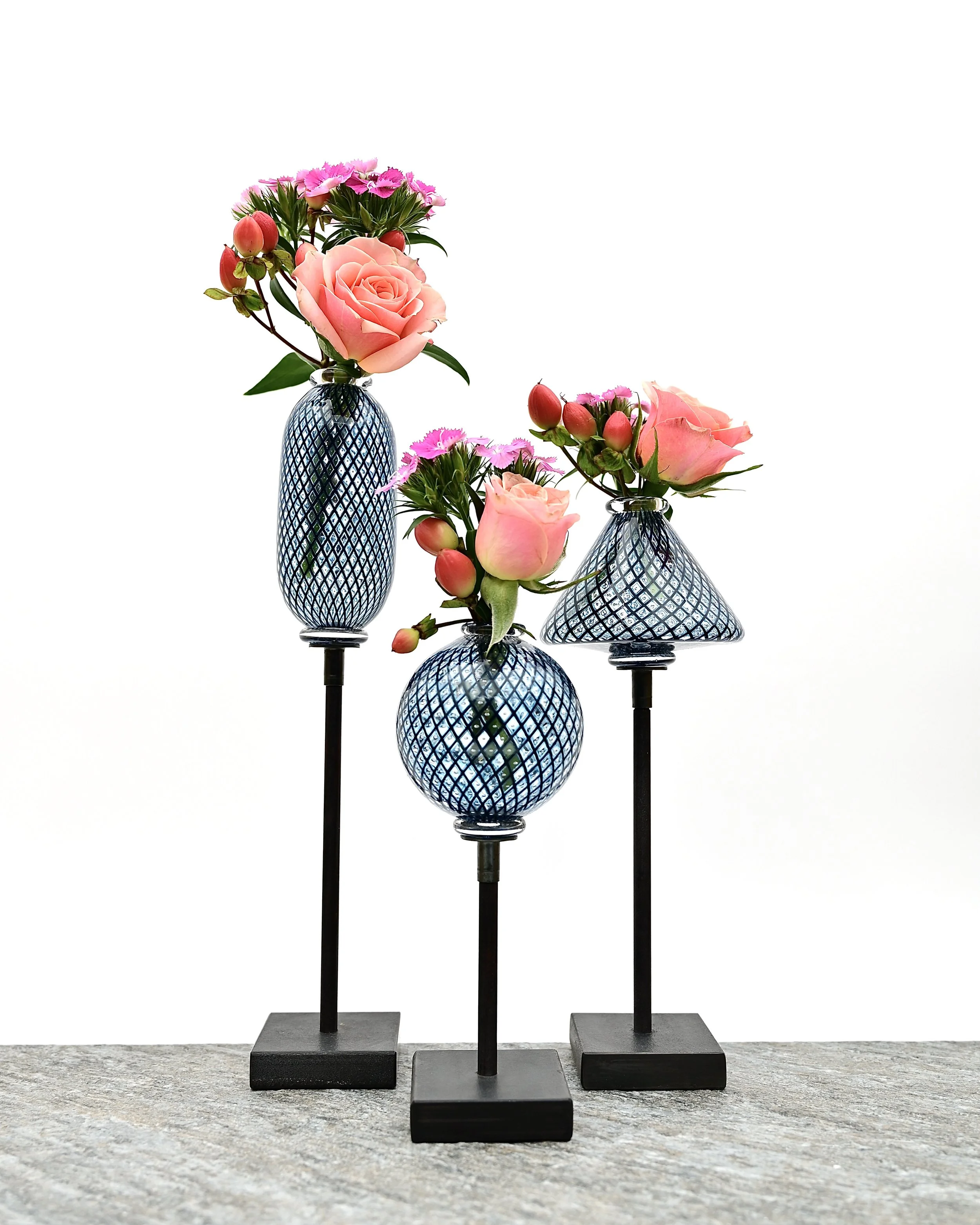 Steel Blue Reticello Trio