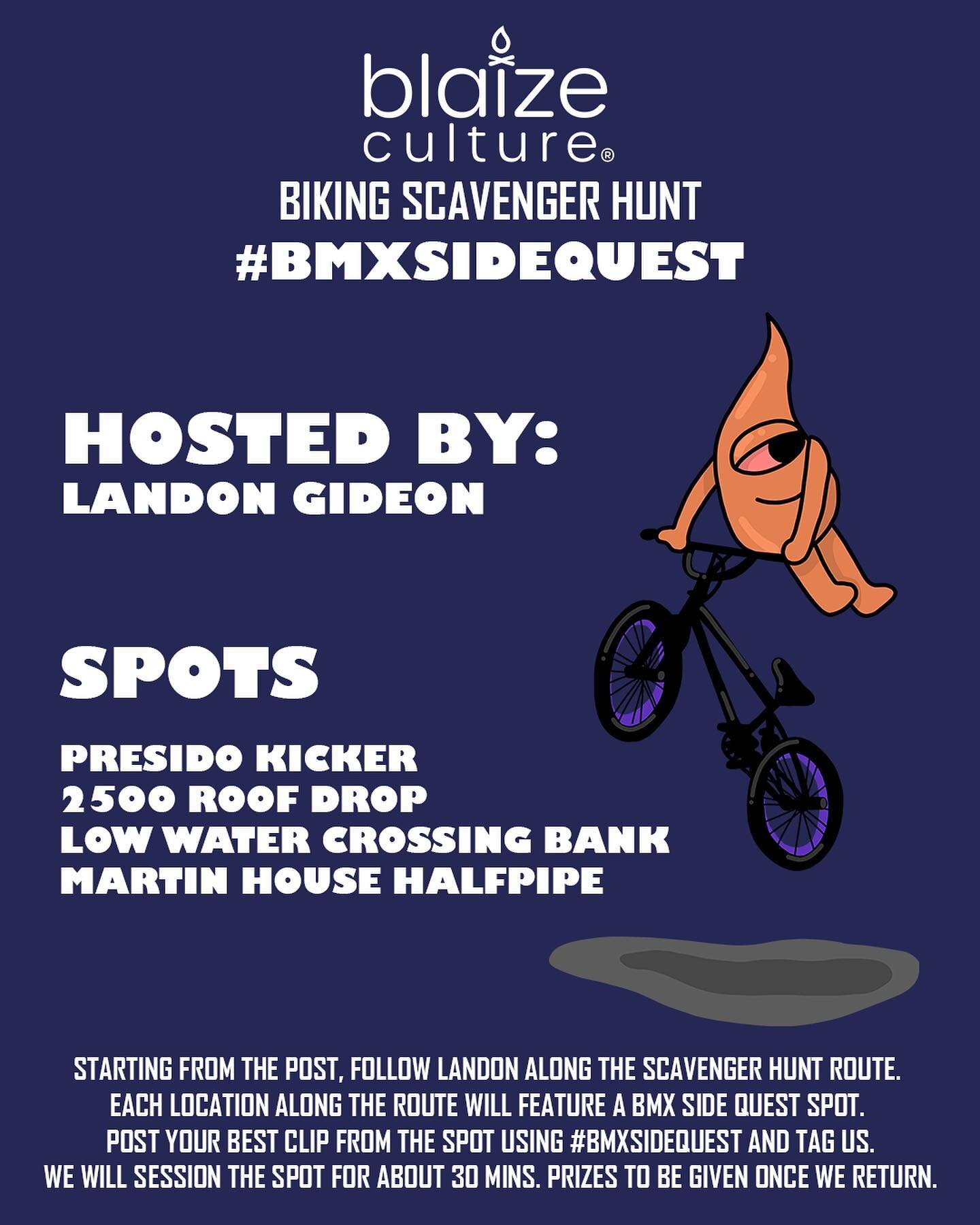 We&rsquo;ve added some #bmxsidequest spots to the Scavenger Hunt. Follow @landongideon22 along the route for a session at each spot. Post your best clip using #bmxsidequest and tag us. Once we return to @thepostfw we will review content and give out 