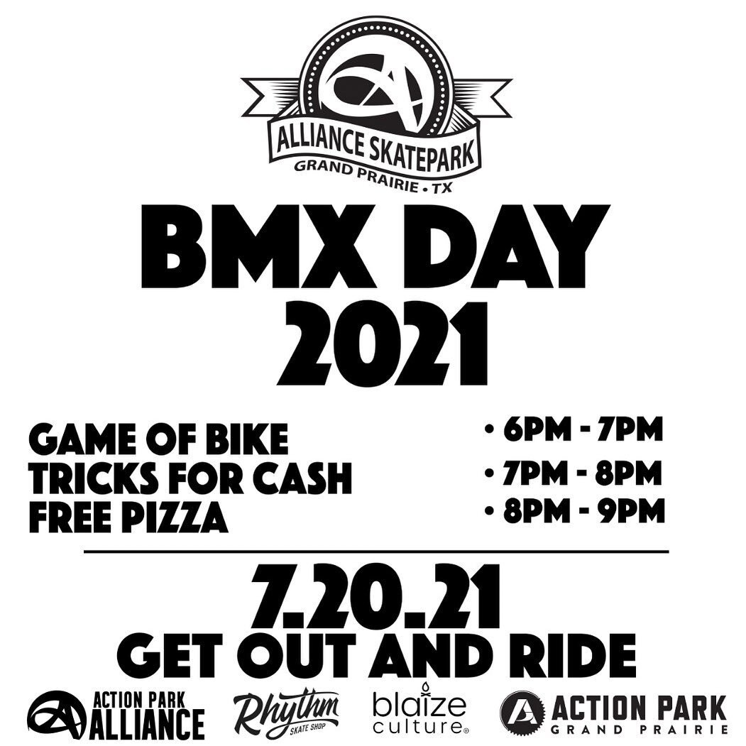 We are highly stoked to celebrate BMX Day with the you all tomorrow evening! Mad love goes out to Victor for always working with the crew on giving back to the community. Can&rsquo;t go wrong with free bike entry &amp; pizza, a game of bike, and tric