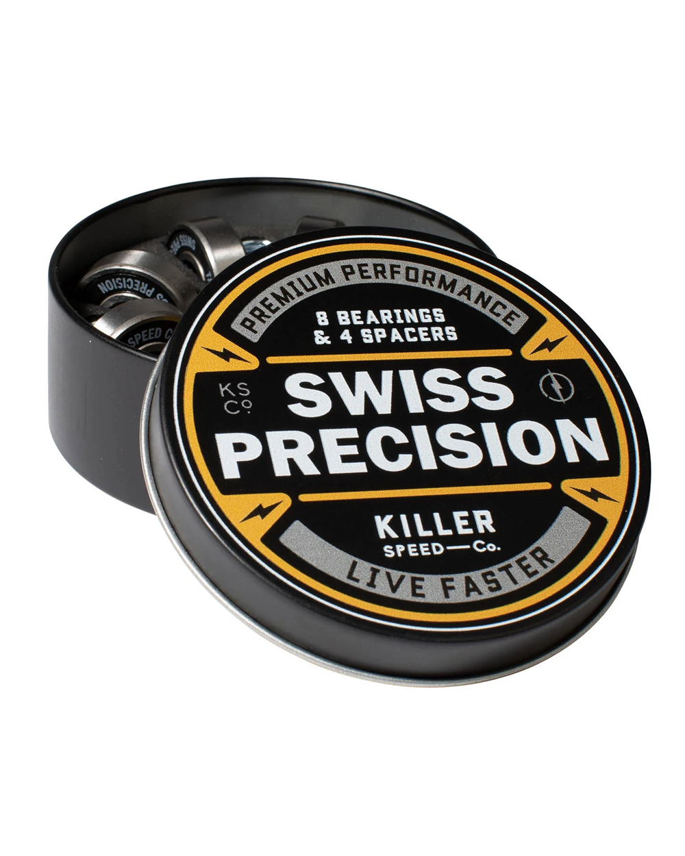 Killer Speed Co. Swiss Precision Tech Skateboard Bearings – Set of 8