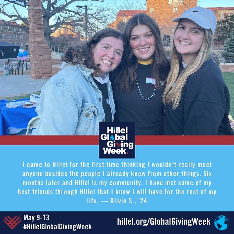 Time is running out to double your impact on Jewish student life at CU Boulder Hillel. With your support, our students like Olivia can continue to create lifelong friendships. A gift today of $54=$108, $180=$360, $500=$1000!! Don&rsquo;t wait to have
