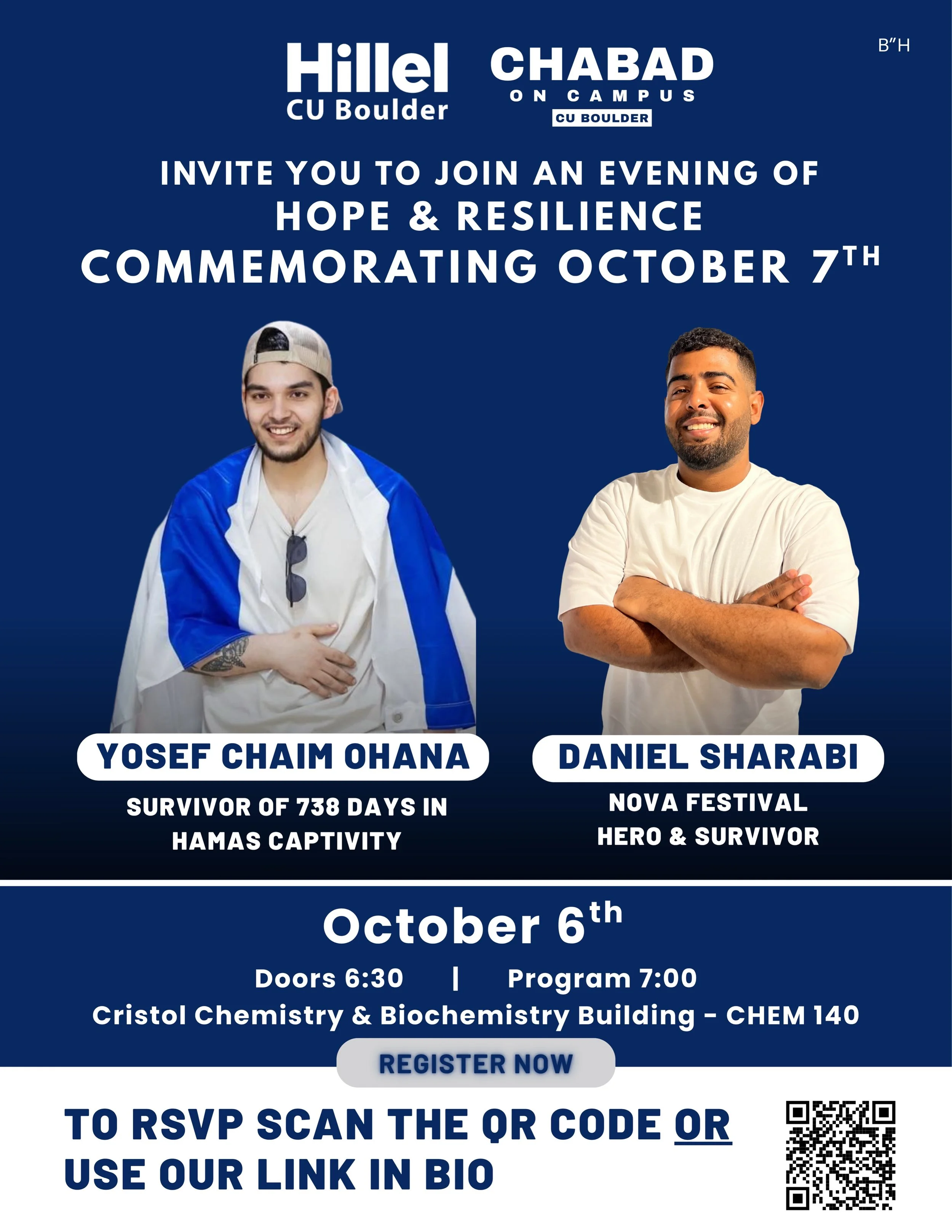 At our 3rd annual October 7th commemoration, hear from Yosef Chaim Ohana and Daniel Sharabi as they share their intertwined stories of survival, friendship, and faith. Celebrating 1 year from release, Yosef will reflect on his 738 days in Hamas capti