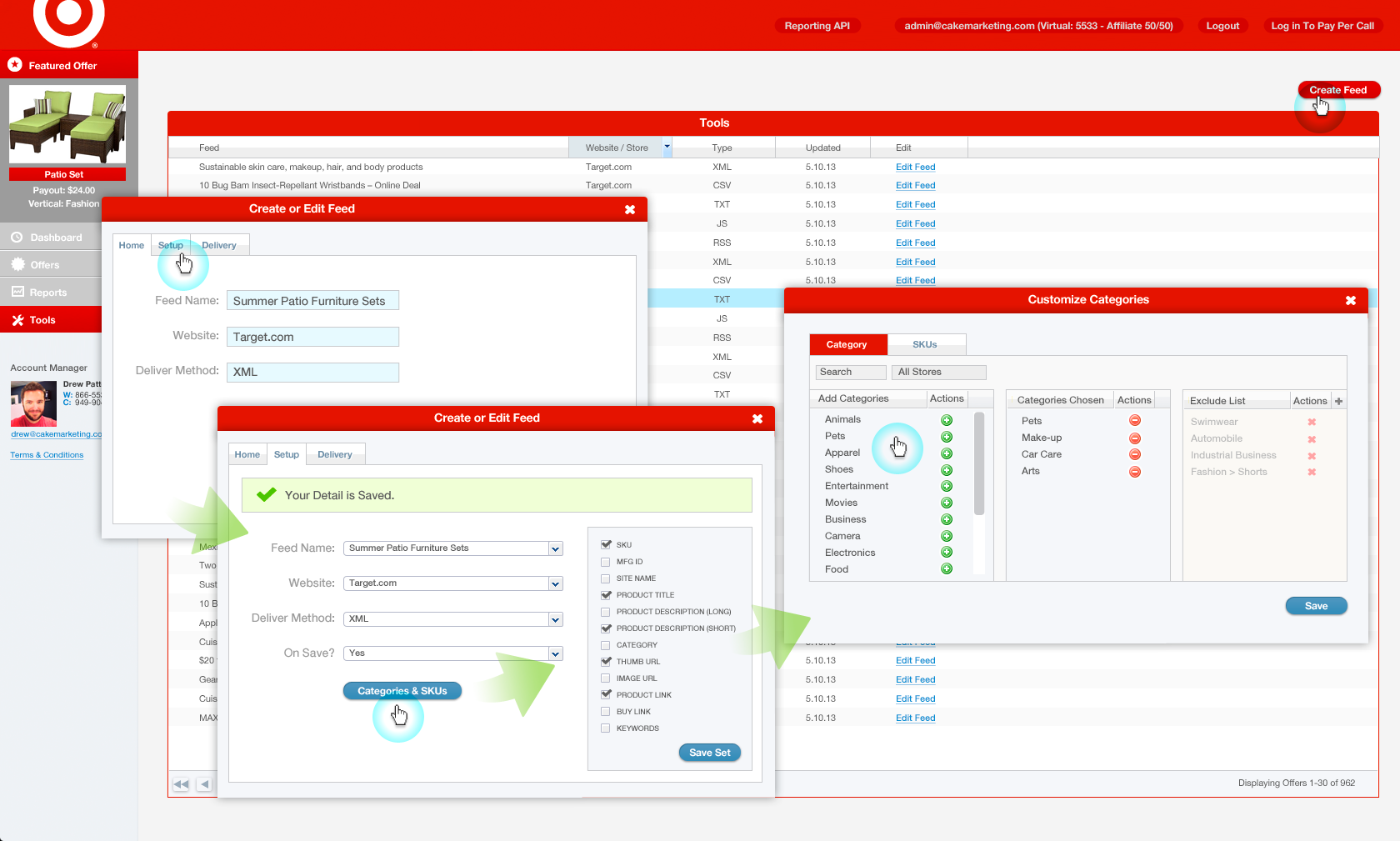 Affiliate/Ad Tracking for CAKE (customer: Target)