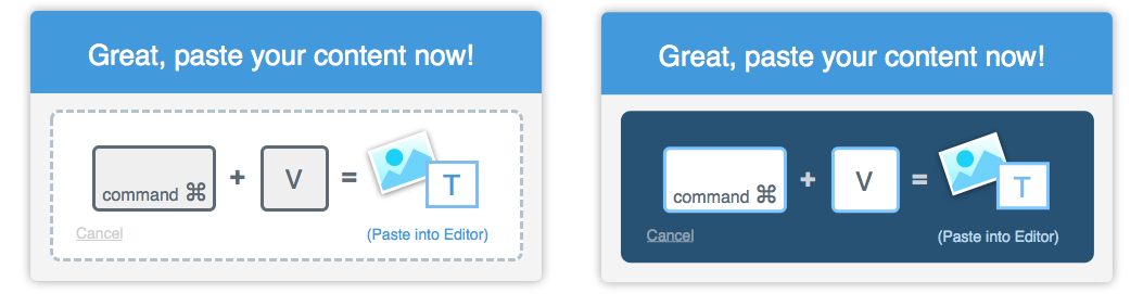 Modal for Pasting Content into Web Browser