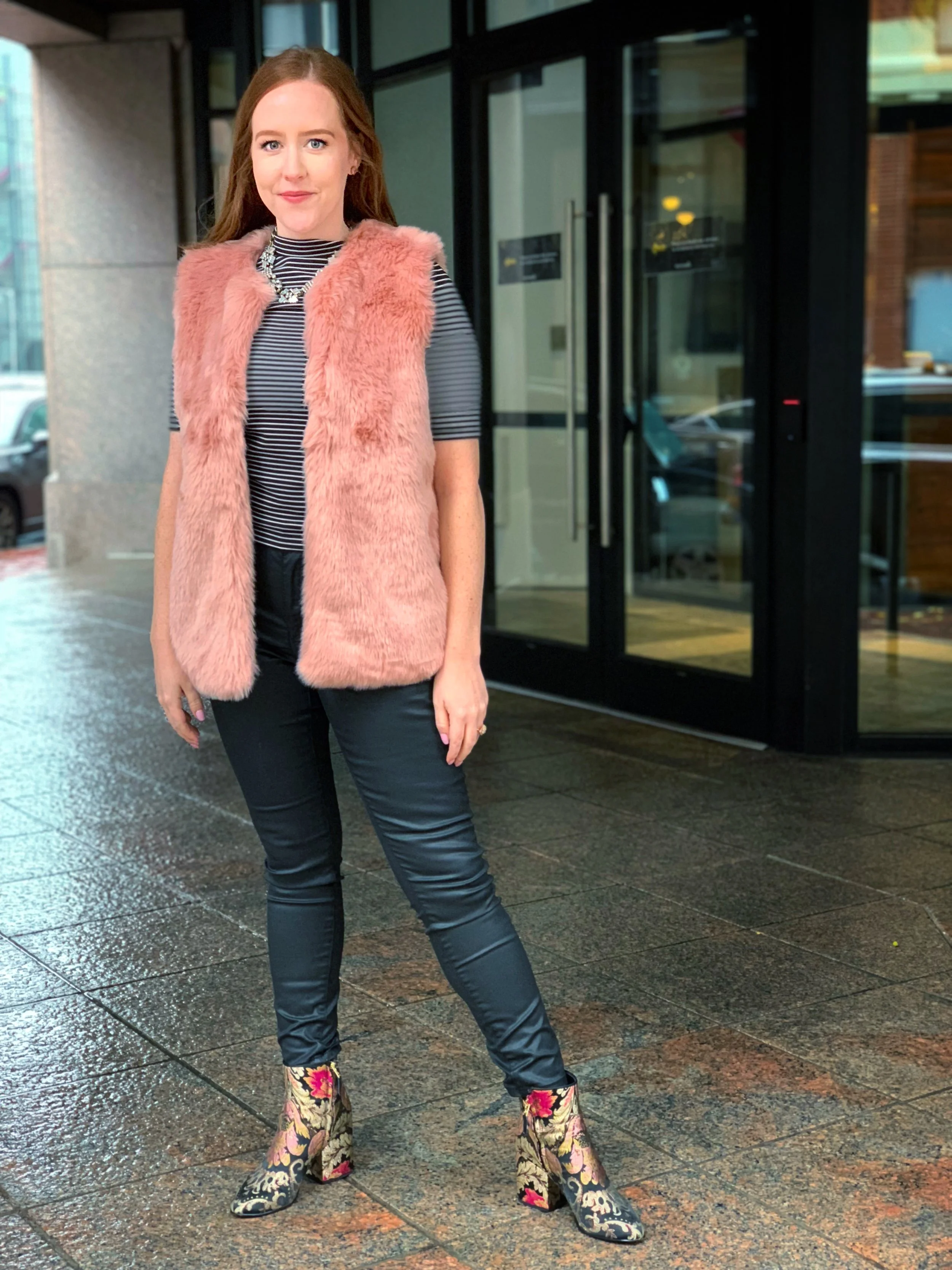 Vest: Target (out of stock), similar here Shirt: Forever 21 Pants: Target (out of stock), similar here Shoes: Sam Edelman