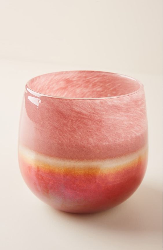 Coral Glass Candle Vase