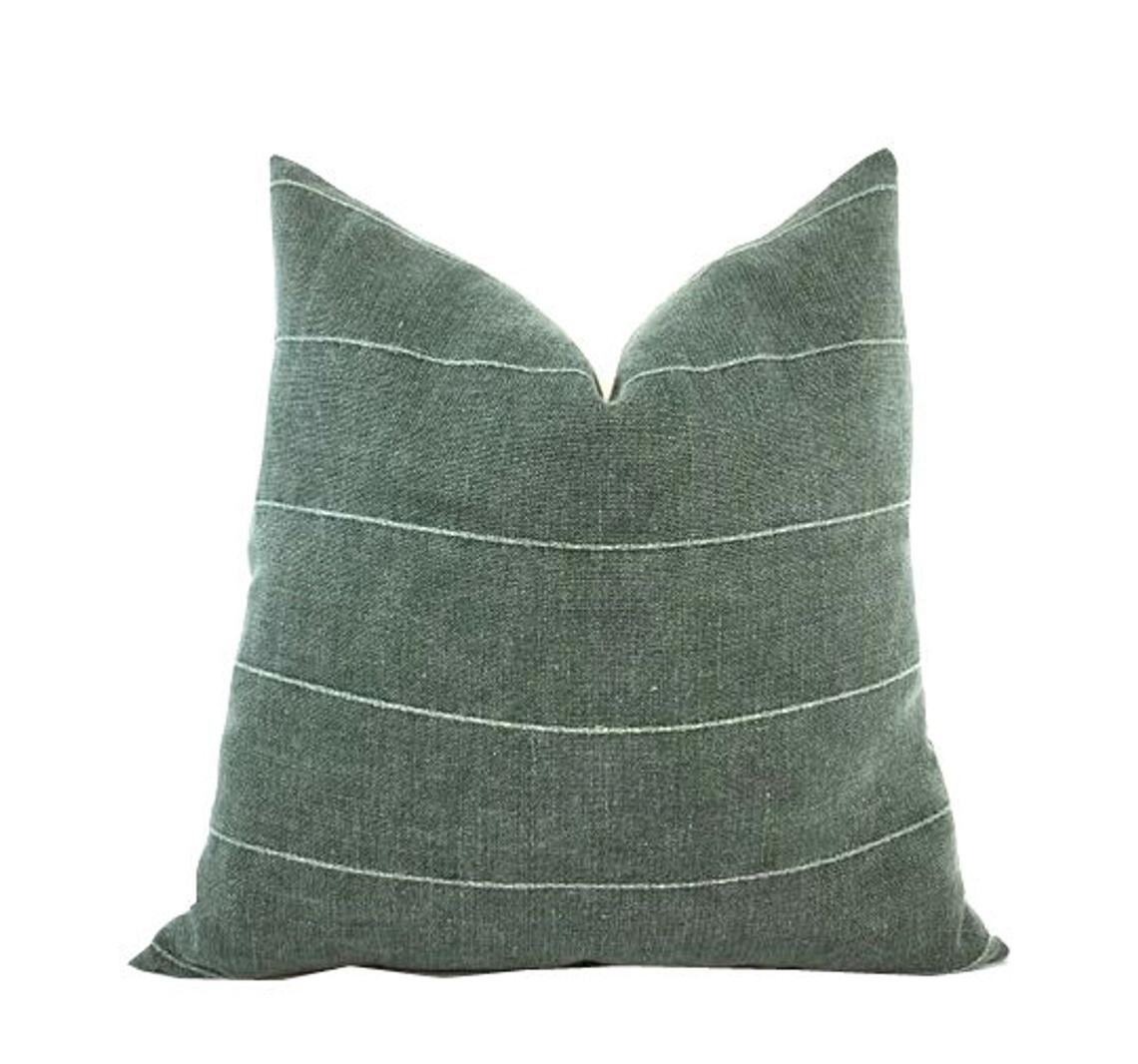 Dark Green Stripe Pillow Cover