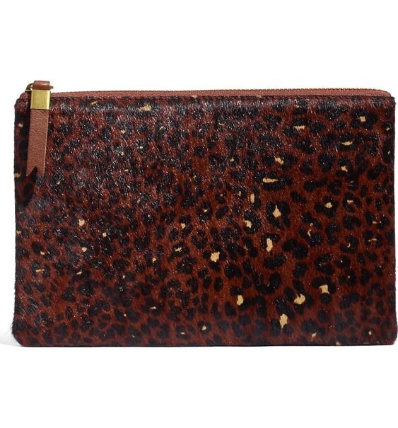 Leather Leopard Clutch