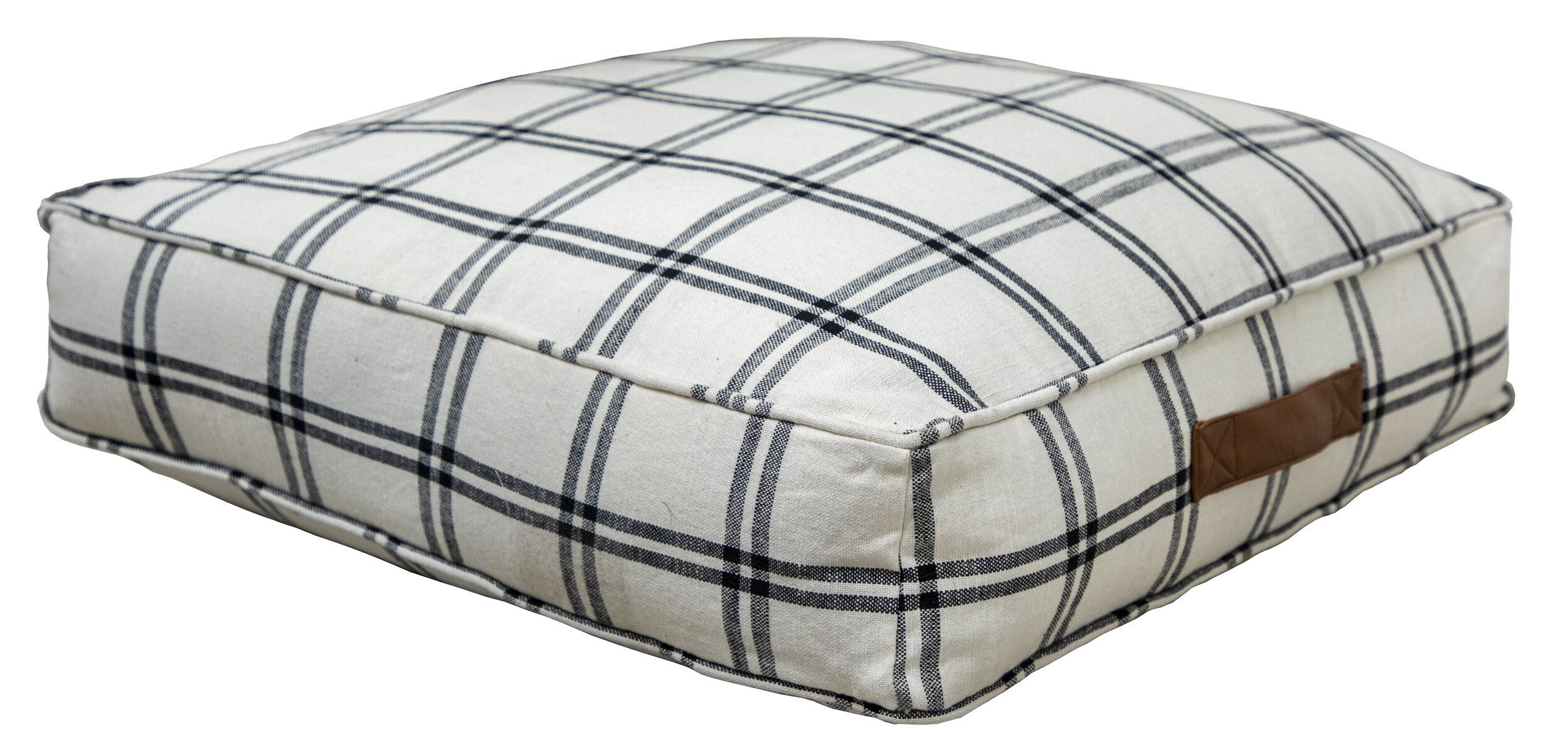 Black &amp; White Plaid Floor Pillow