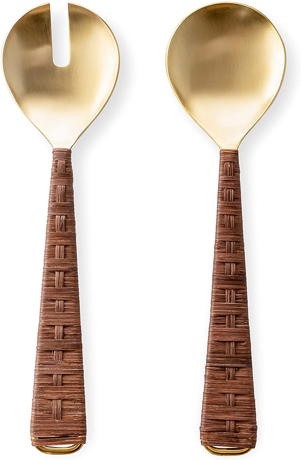 Gold Rattan Wrapped Salad Servers